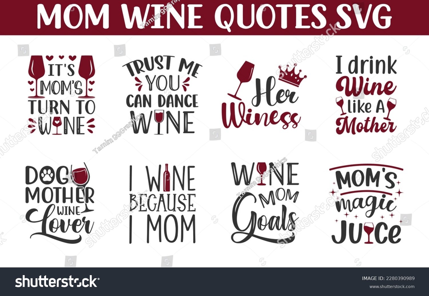 SVG of Wine and Mom Quotes.
Wine Mom SVG bundle on white background. svg