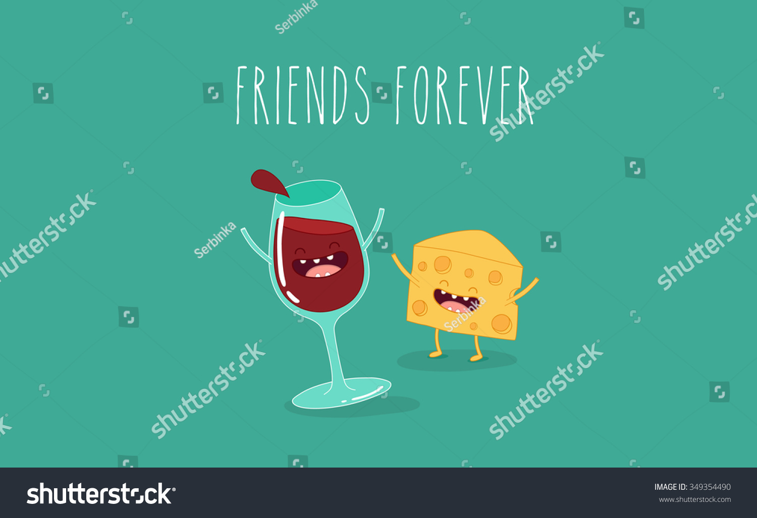 SVG of Wine, cheese vector illustration. Vector cartoon. Friends forever. Comic characters. Use for card, poster, banner, web design and print on t-shirt. Easy to edit. svg