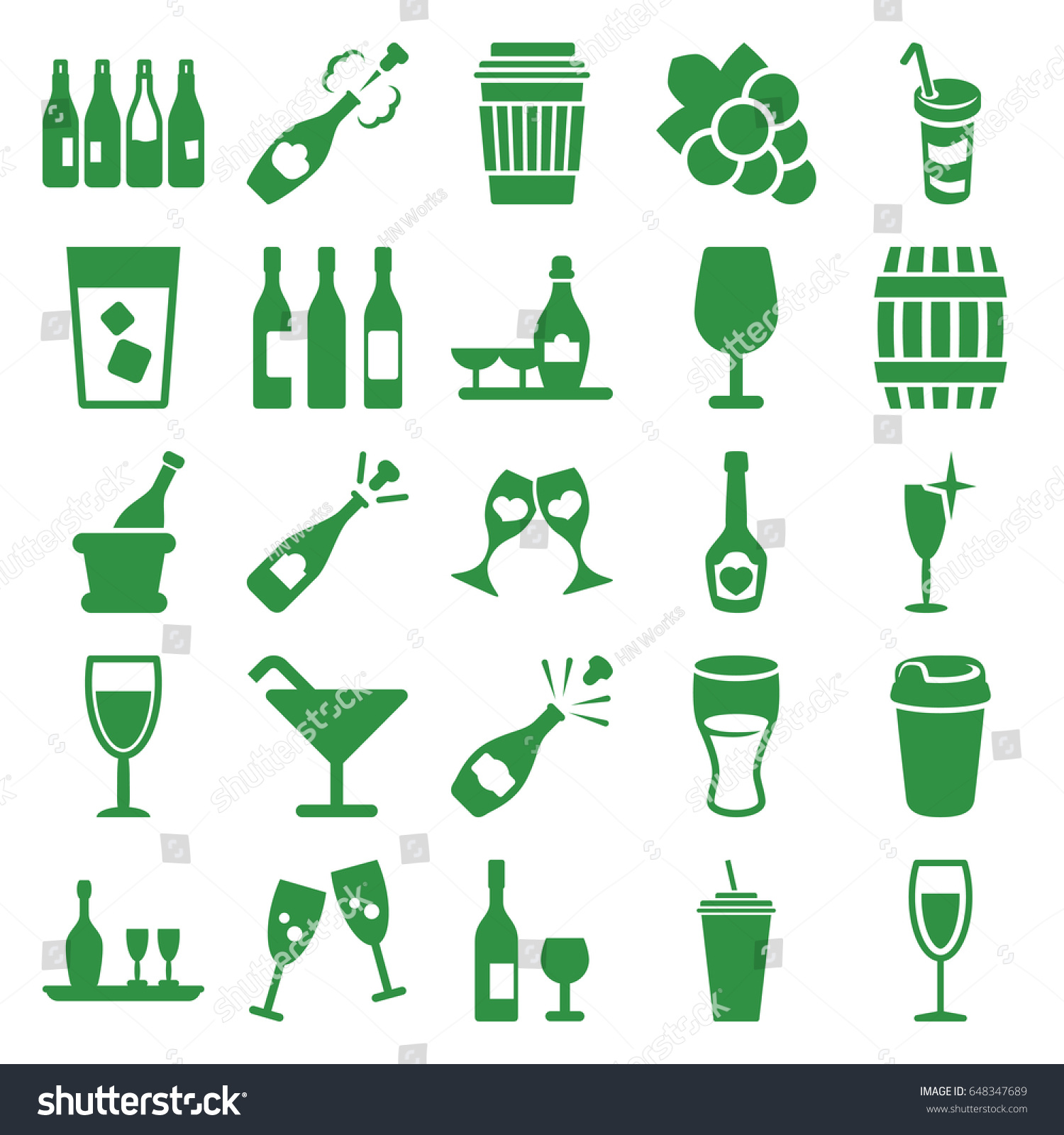 Wine Icons Set Set 25 Wine Stock Vector Royalty Free 648347689