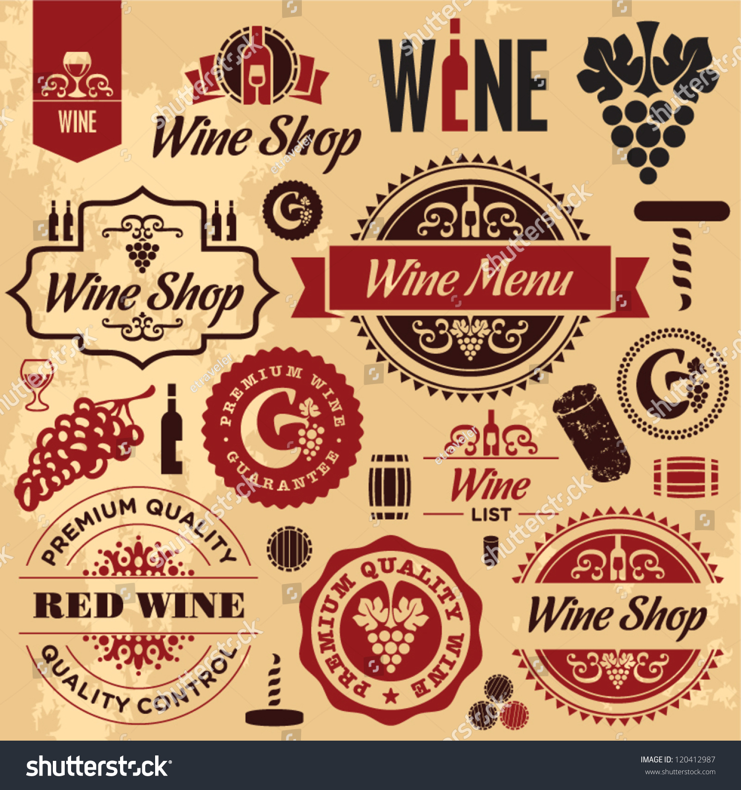 Wine Labels Collection Stock Vector 120412987 - Shutterstock