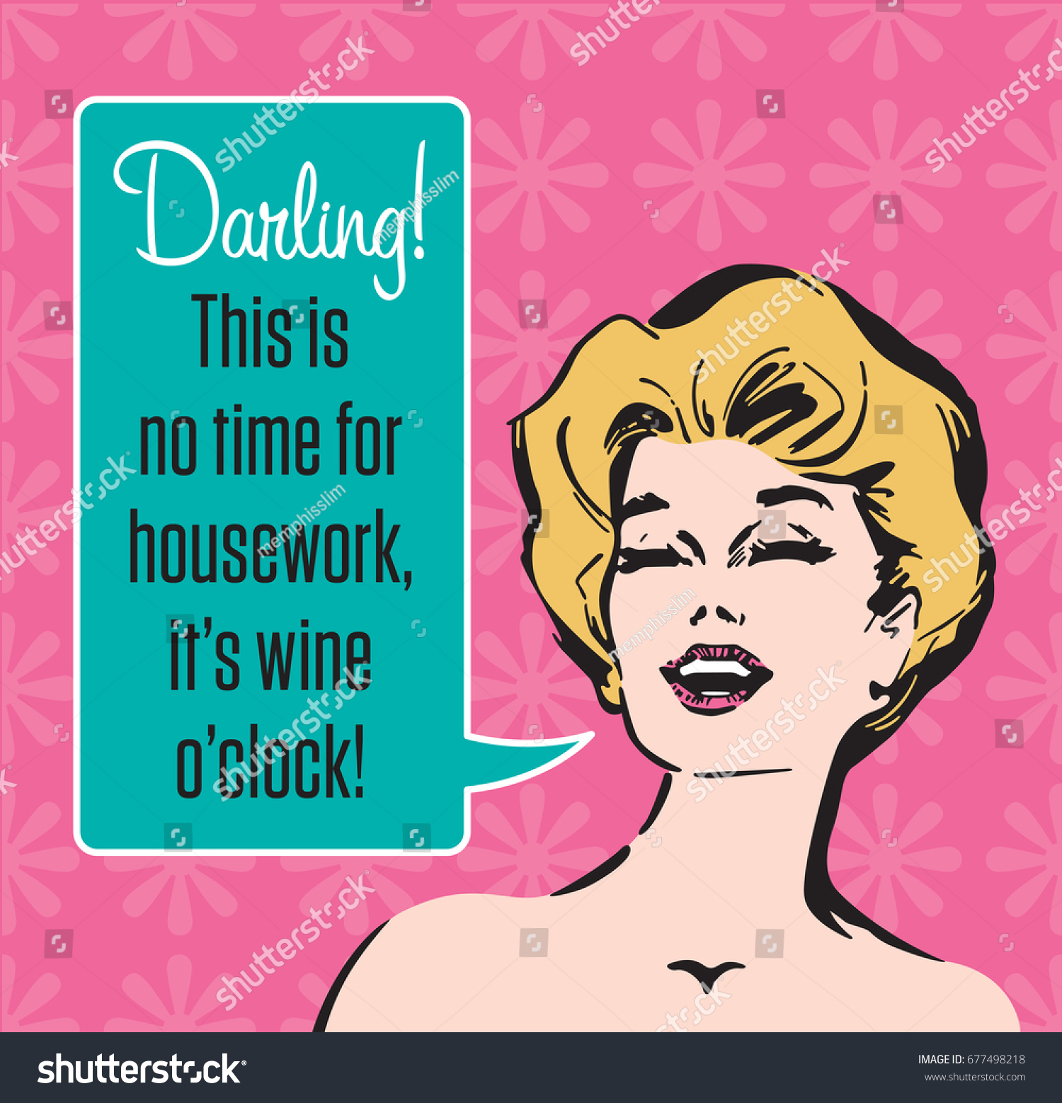 SVG of Wine O’Clock Vector Graphic
Vector illustration of sassy retro woman announcing that it is wine o'clock. Vintage 1950s style graphics. svg