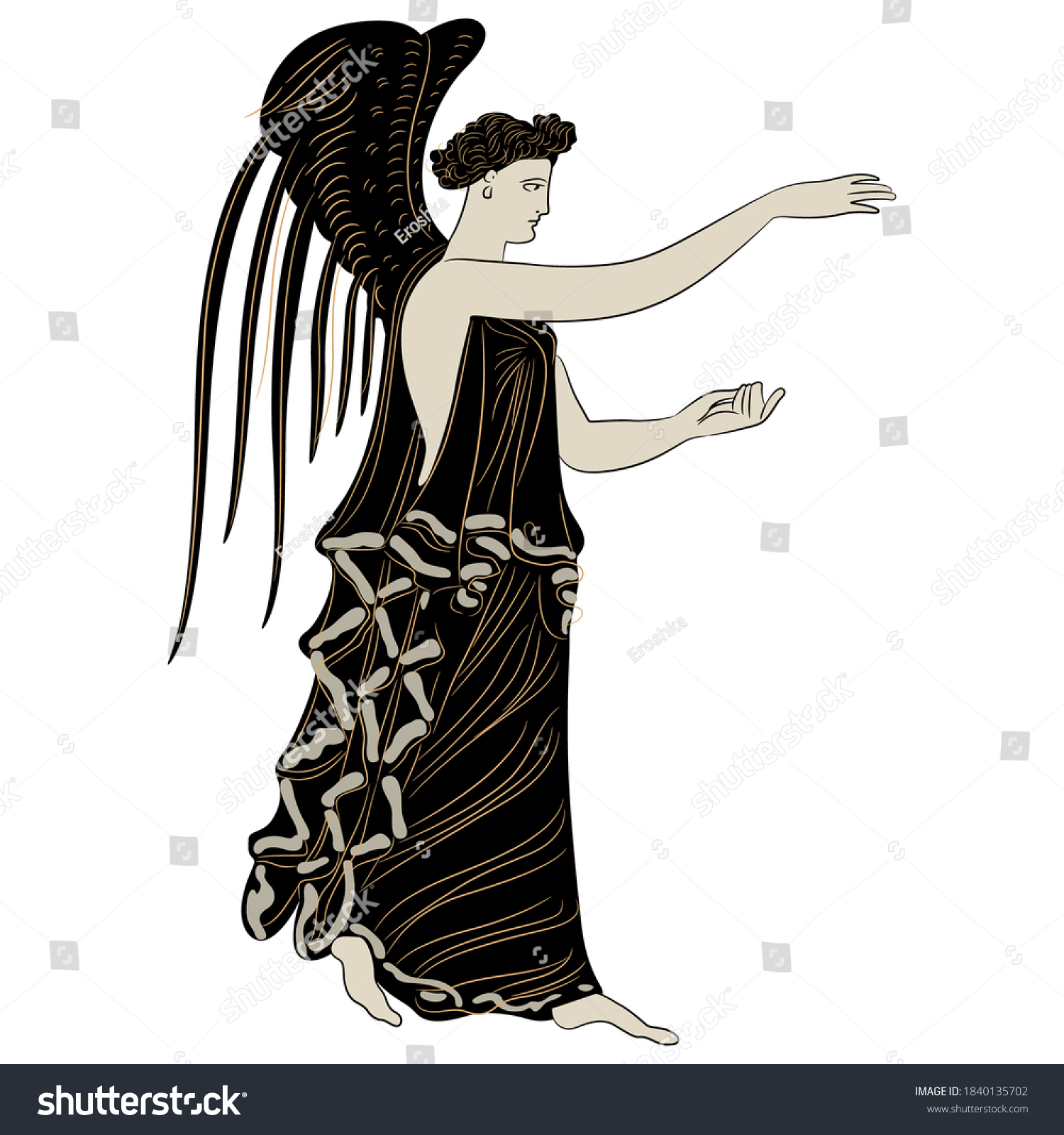 Winged Ancient Greek Goddess Nike Hebe Stock Vector (Royalty Free ...