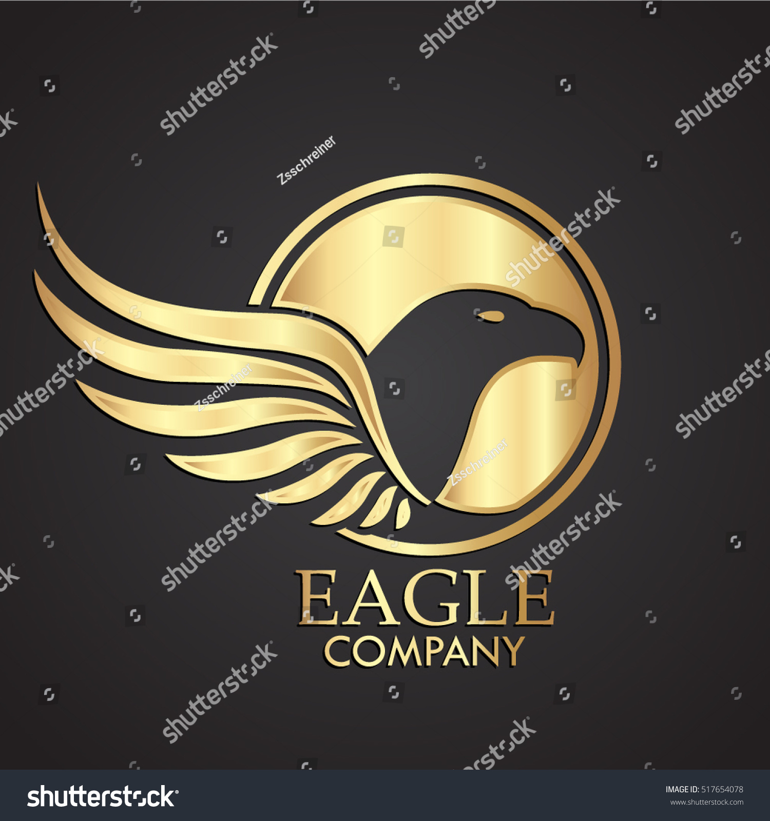 Winged Eagle Bird Gold Logo Stock Vector Royalty Free