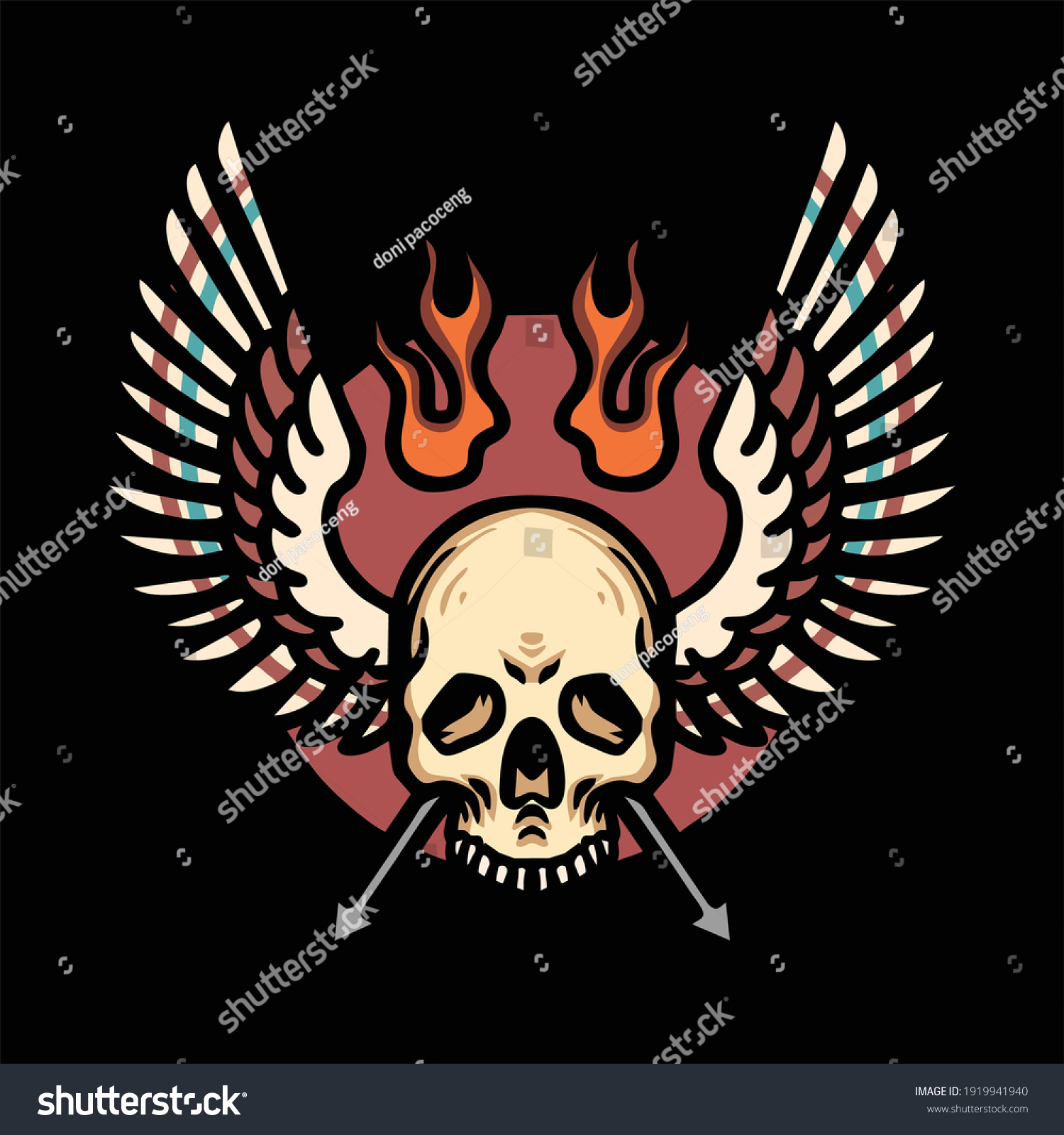 Winged Skull Tattoo Vector Design Stock Vector (Royalty Free ...