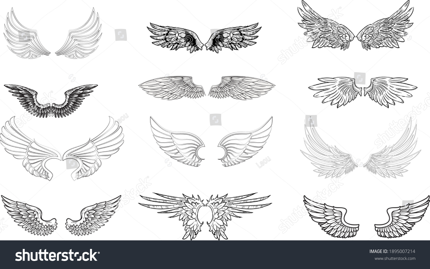SVG of Wings Files For Cricut, Wing Files For Silhouette, Cut File, Angel Wings, Cut Files Illustration, Vector svg