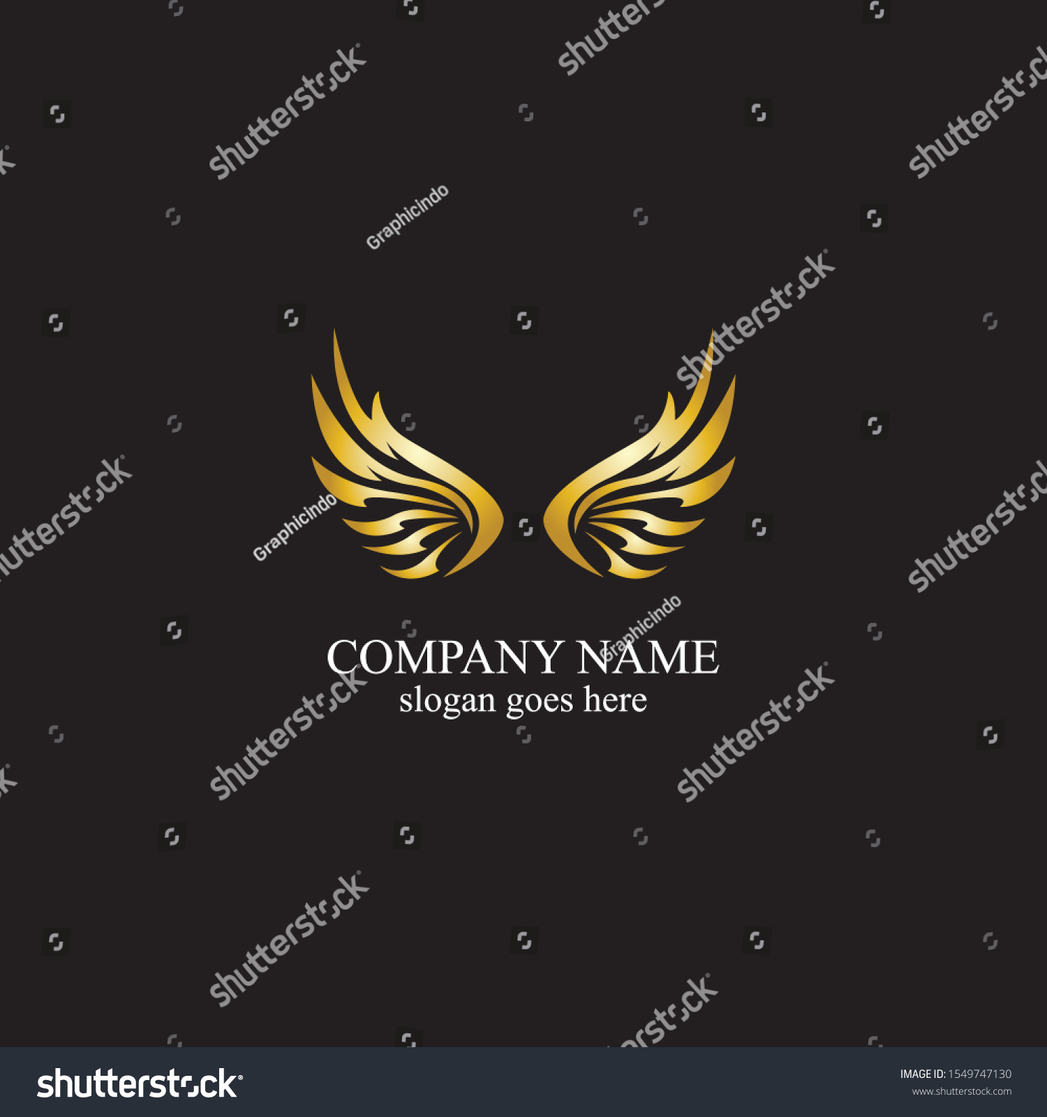 Wings Gold Logo Vector Illustration Templatevector Stock Vector