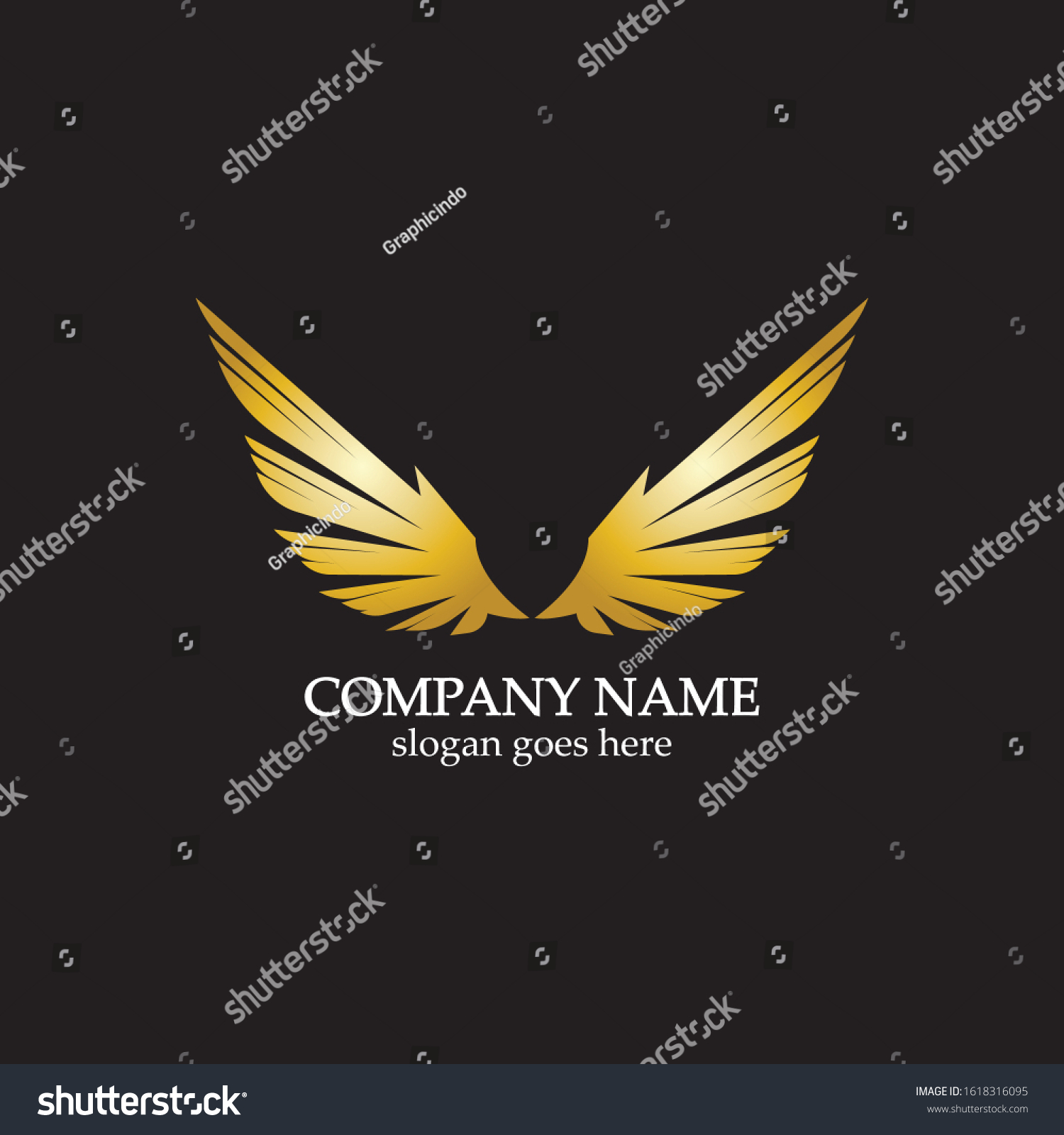 Wings Gold Logo Vector Illustration Templatevector Stock Vector