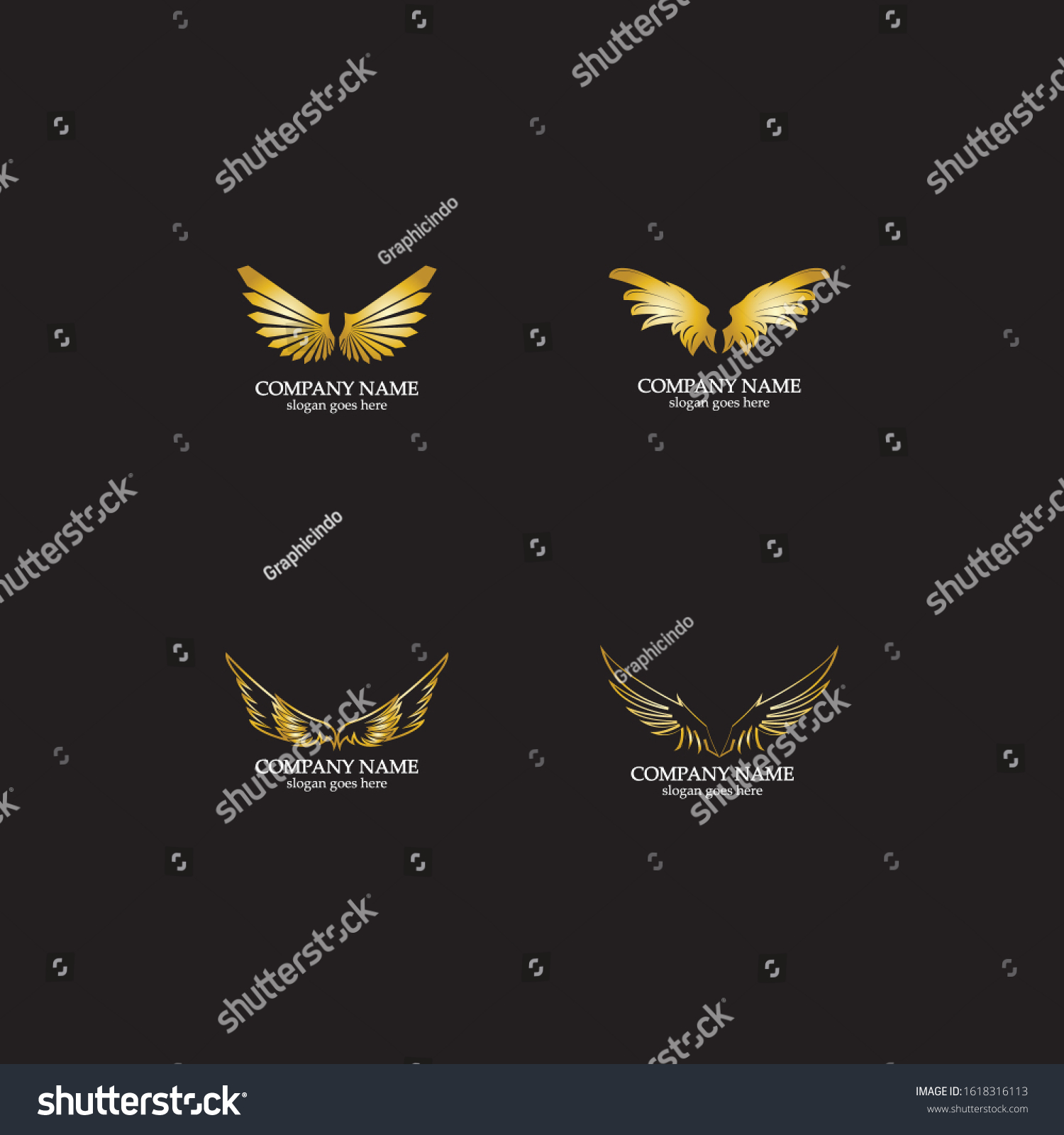 Wings Gold Logo Vector Illustration Templatevector Stock Vector