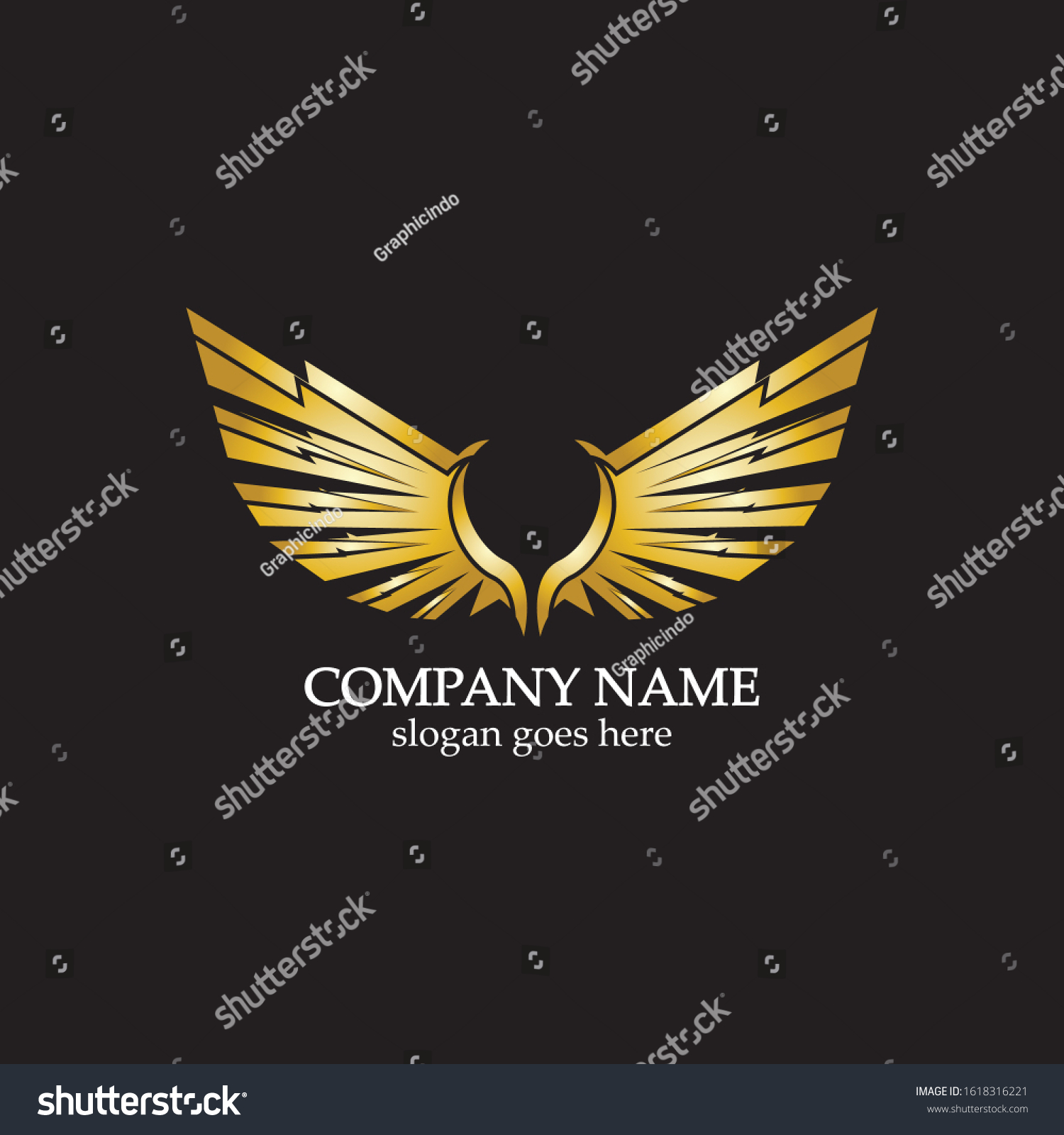 Wings Gold Logo Vector Illustration Templatevector Stock Vector