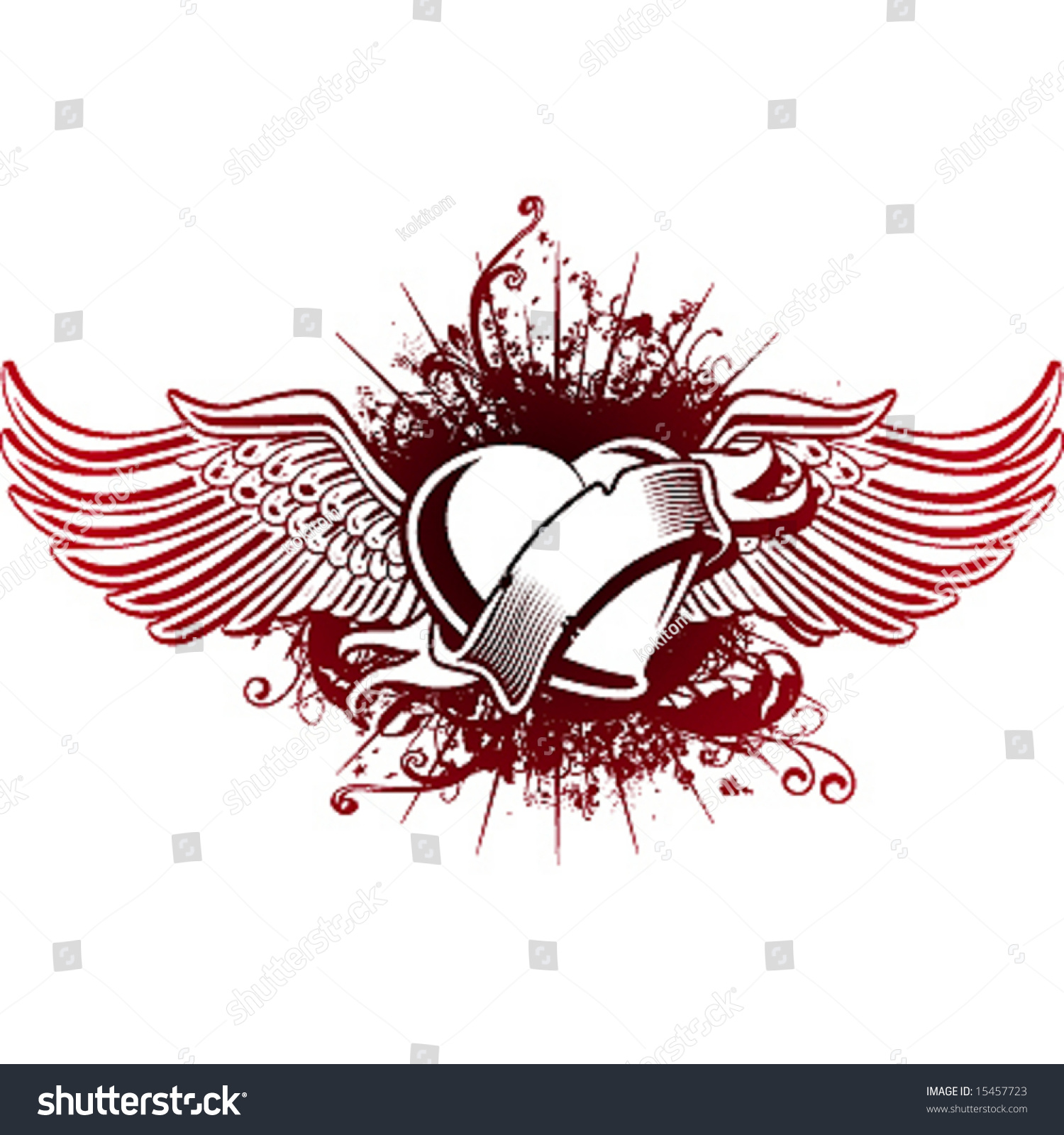 Wings Heart Emblem Stock Vector 15457723 - Shutterstock