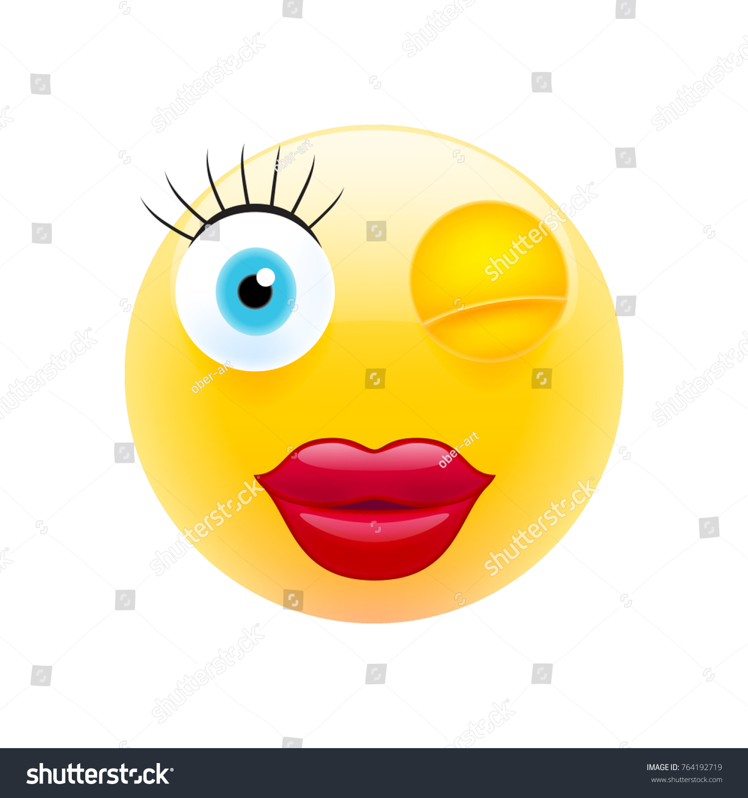 Wink Female Face Emoji Happy Emoticon Stock Vector (Royalty Free) 764192719