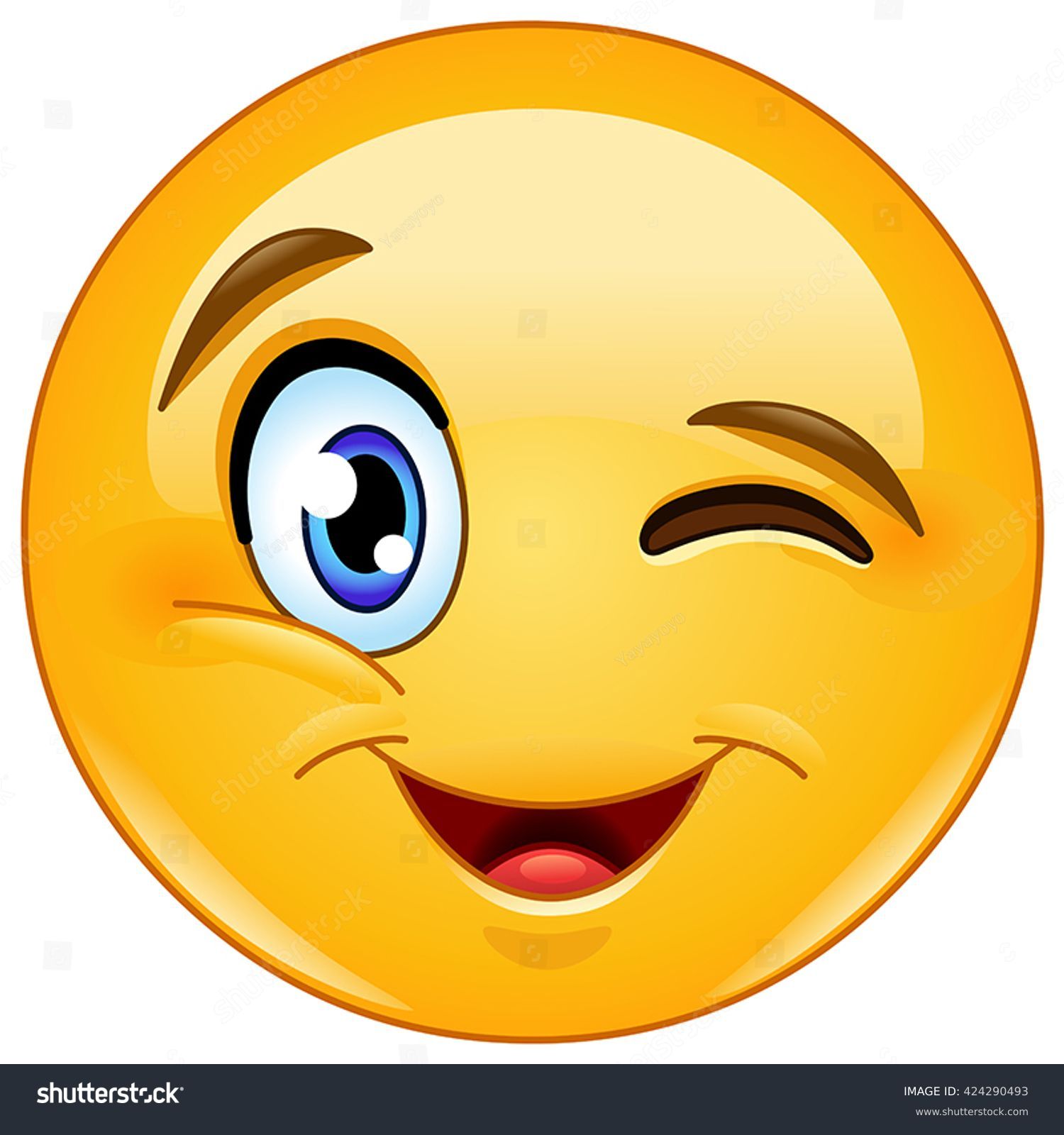 Winking Smiling Emoticon Stock Vector 424290493 Shutterstock