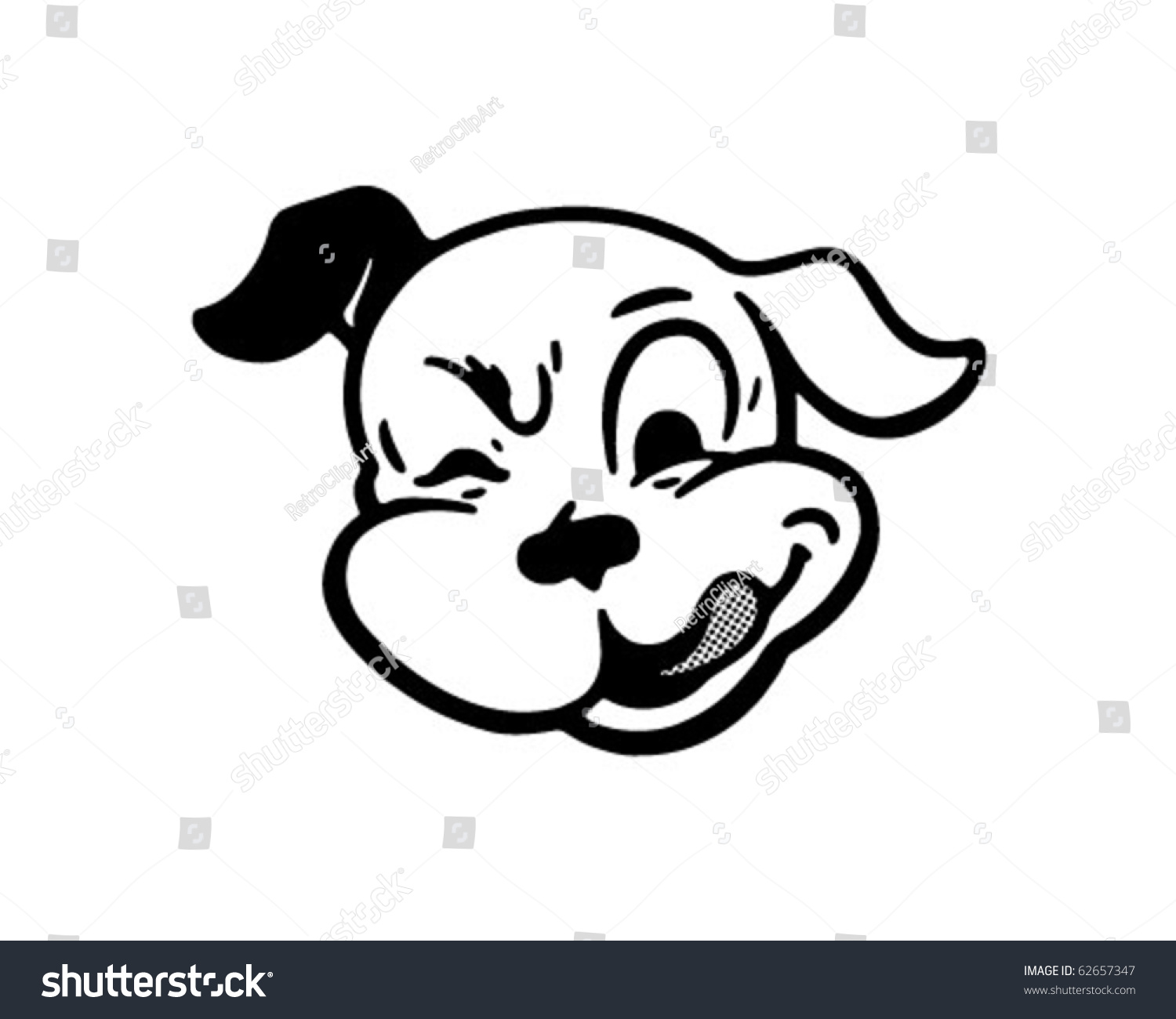 Winking Dog Retro Clipart Illustration Stock Vector ...