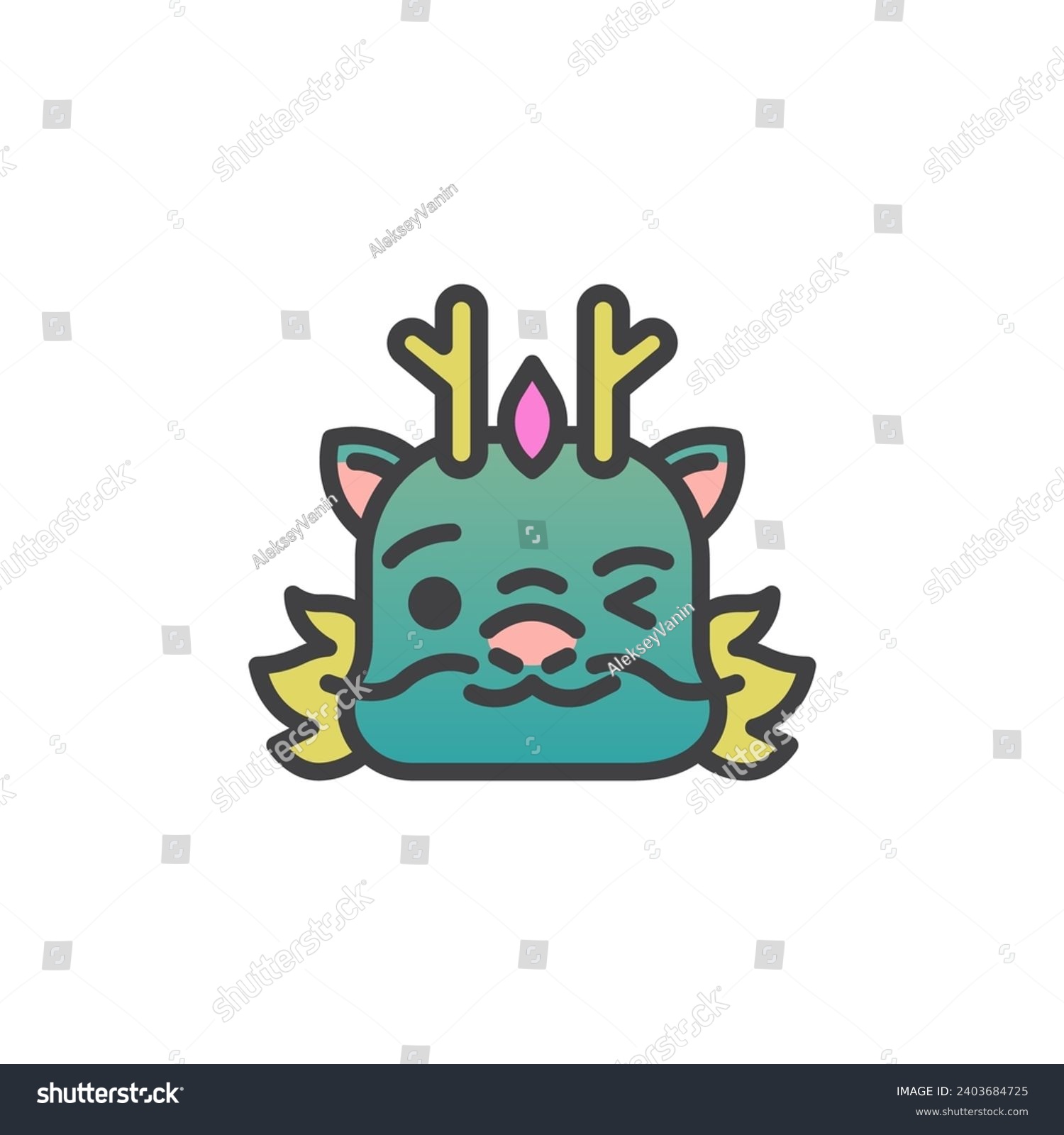 SVG of Winking Dragon Face Emoji filled outline icon, line vector sign, linear colorful pictogram isolated on white. New Year symbol, logo illustration. Vector graphics svg