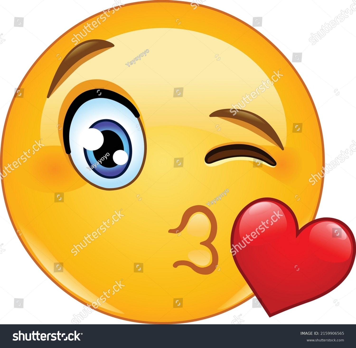 SVG of Winking emoji emoticon face blowing a kiss with red heart svg