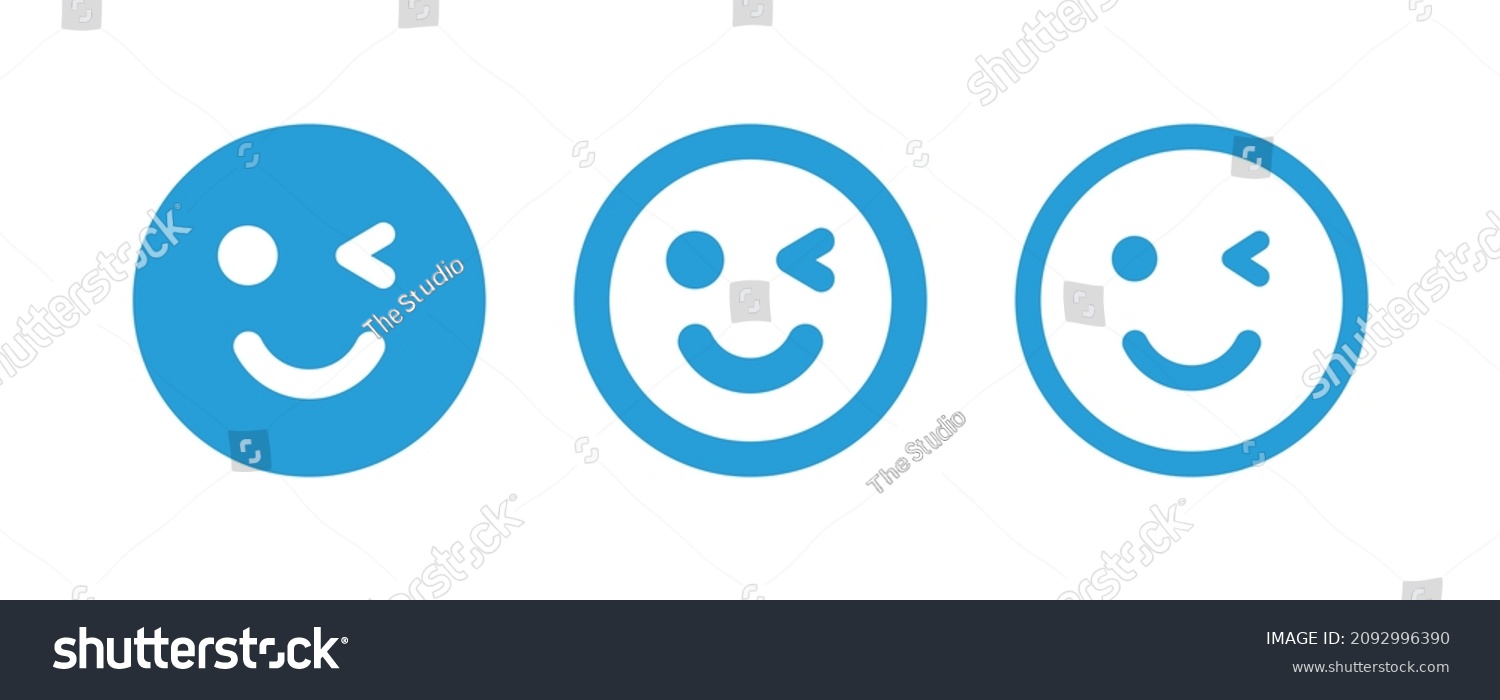 SVG of Winking eye with smiley face icon set. Wink emoticon. svg
