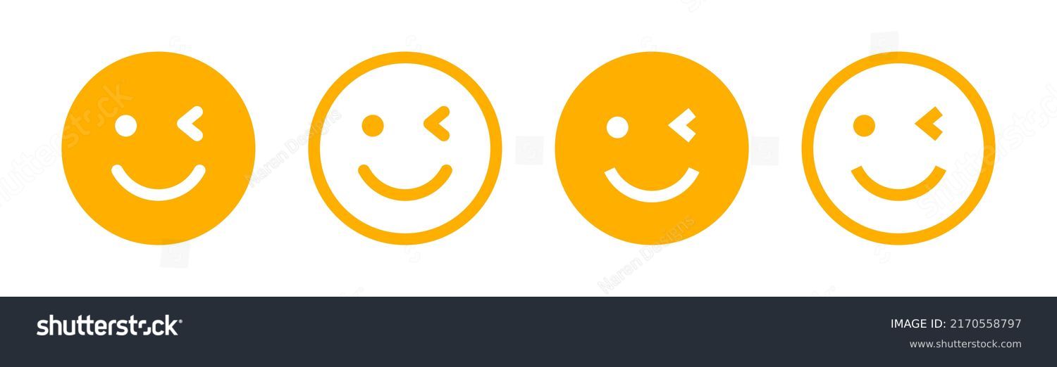 SVG of Winking eye with smiley face icon set. Wink emoticon vector illustration. Emoticon logo of a face and one eye blinking

 svg