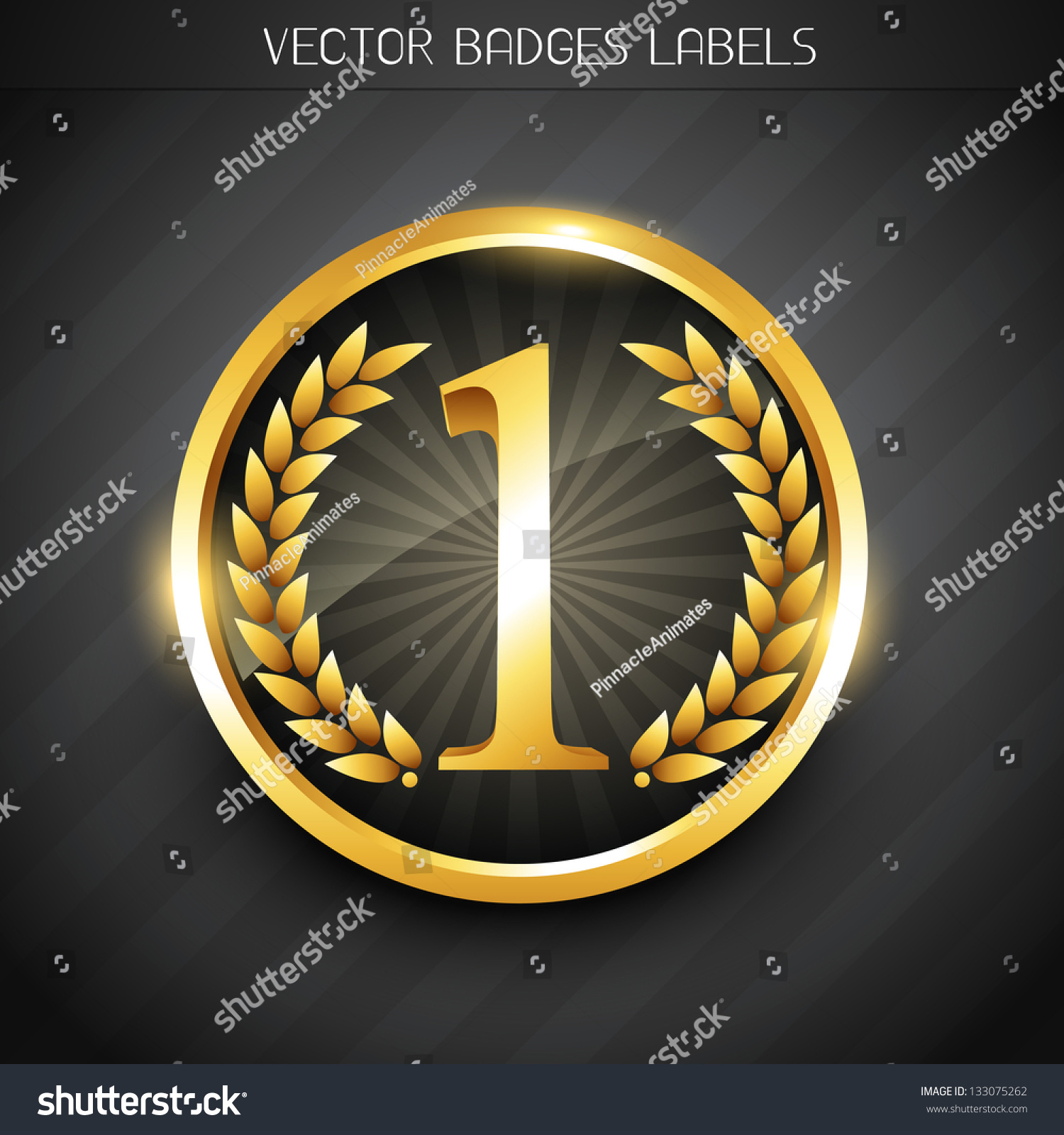 Winner Emblem Golden No. 1 Label Design Stock Vector Illustration ...