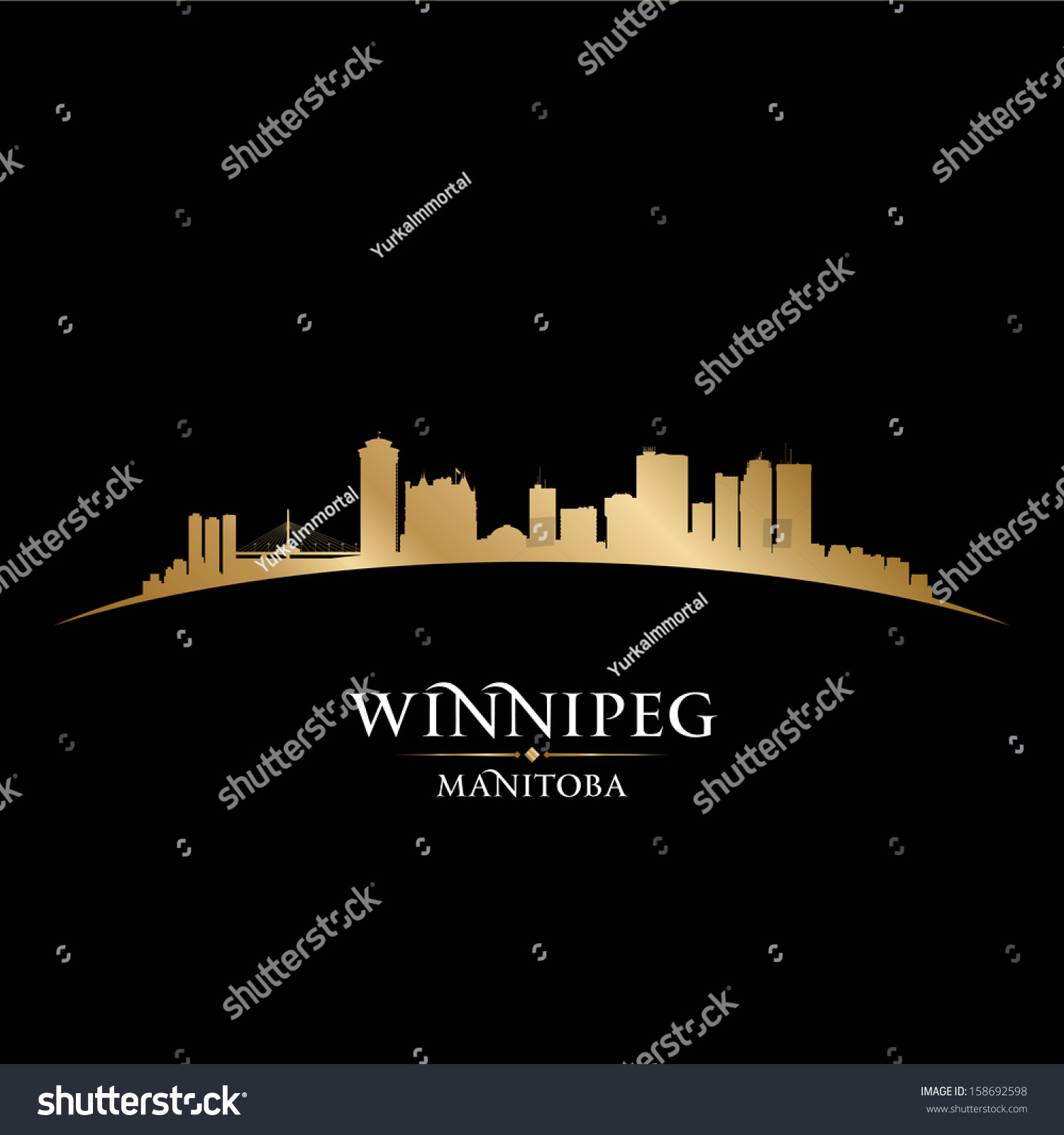 Winnipeg Manitoba Canada City Skyline Silhouette Stock Vector (Royalty ...