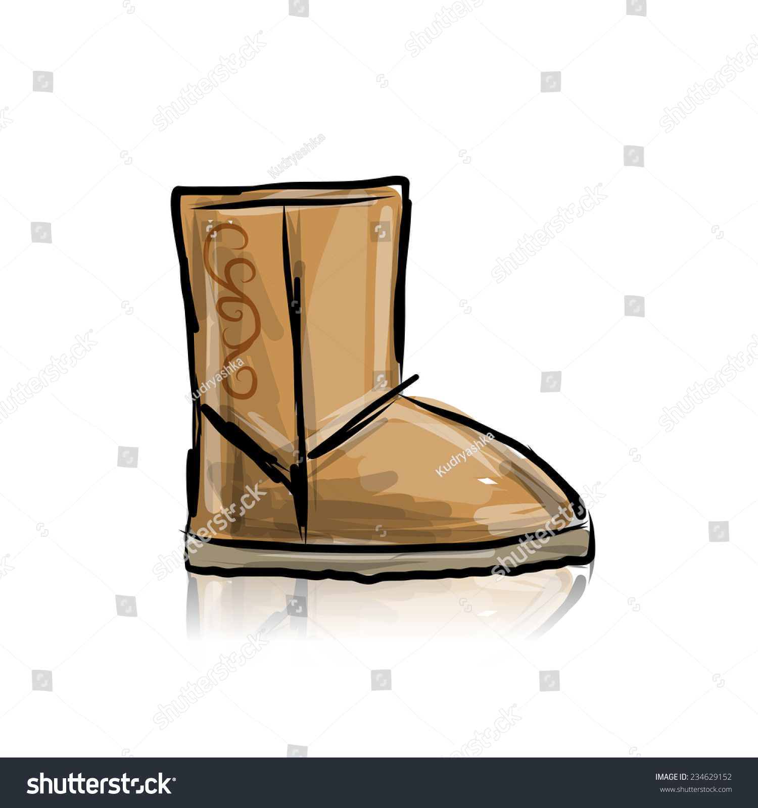 Winter Boots Ugg Sketch Your Design Stock Vector (Royalty Free