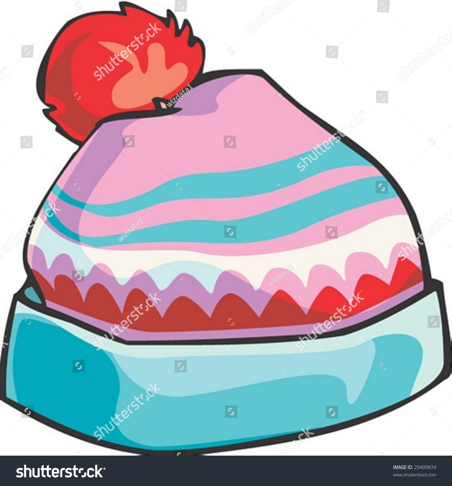 colorful winter hat with pompom clip art preview