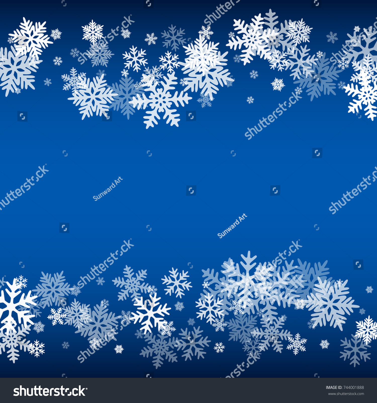 winter card border snow flakes falling stock vector (royalty