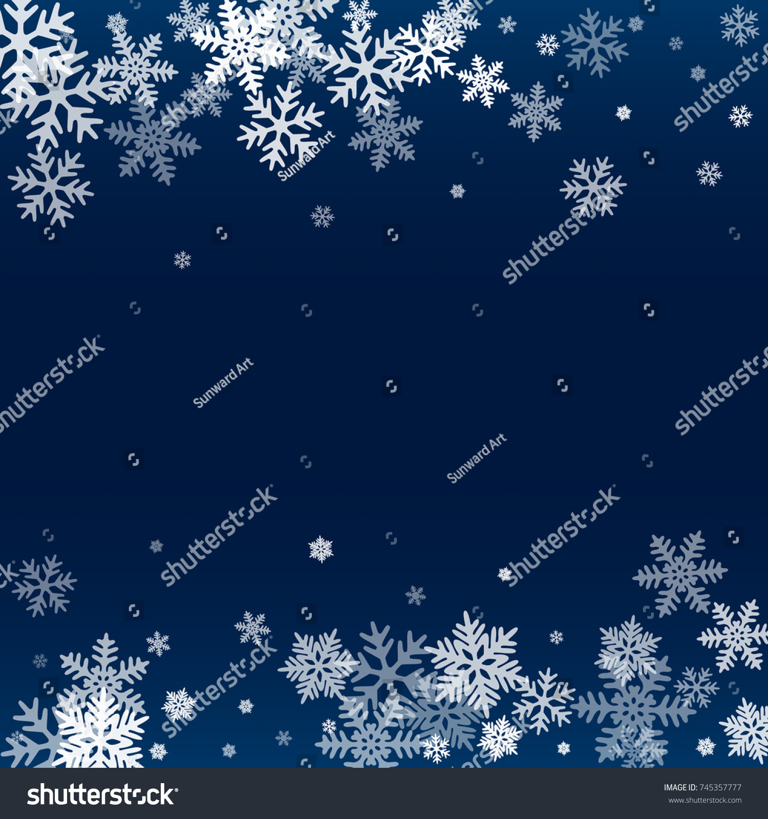 winter card border snow flakes falling stock vector