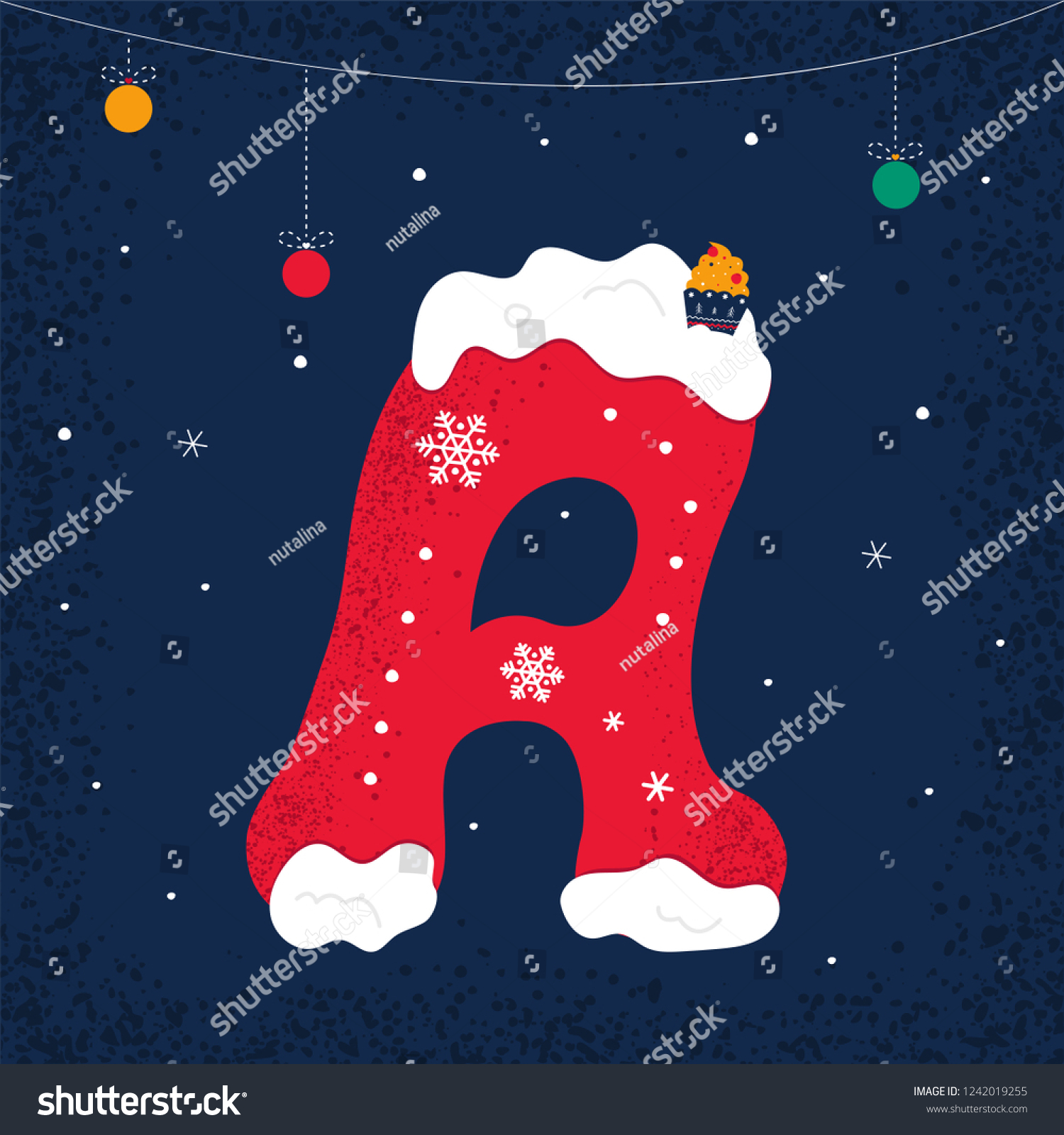 Winter Decorated Alphabet Snow Holiday Letter Stock Vector Royalty Free 1242019255