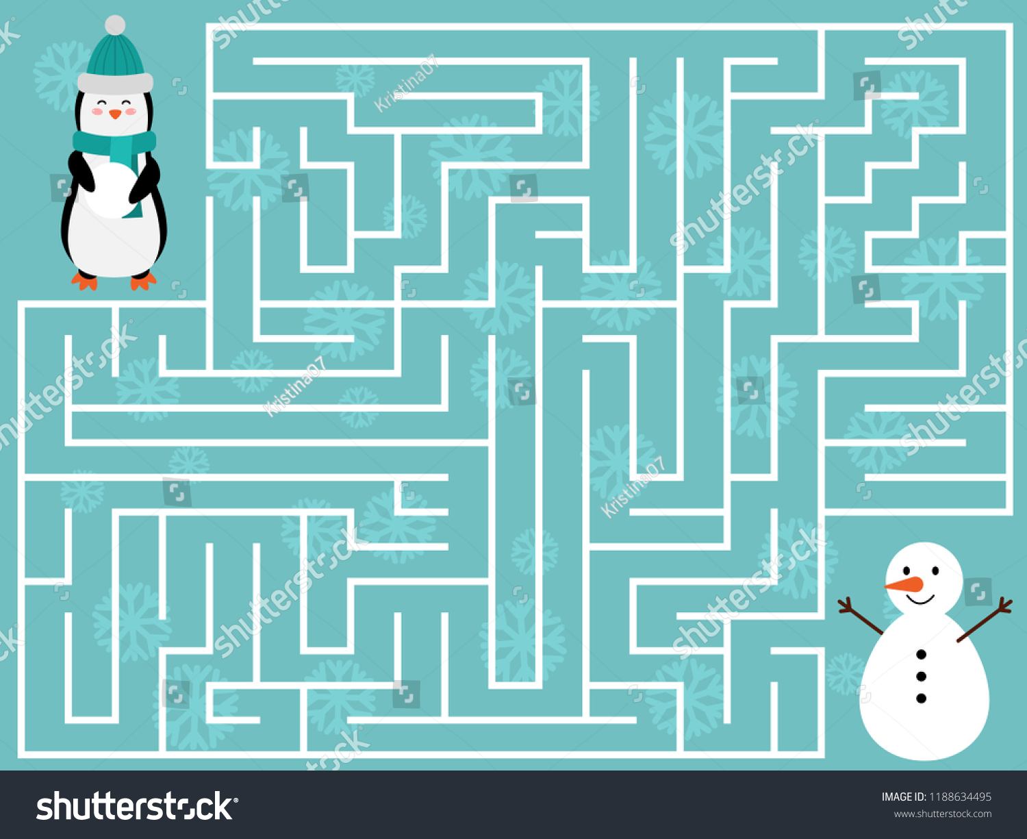 Winter Educational Maze Game Kids Help Stock Vector (Royalty Free ...