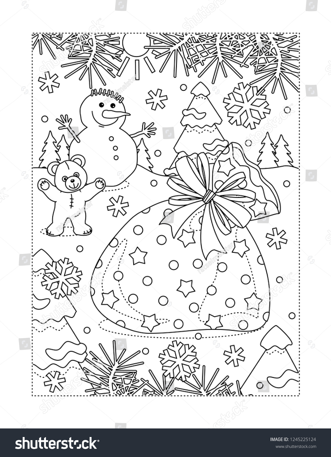 Winter Holidays Joy Themed Coloring Page Stock Vector Royalty ...