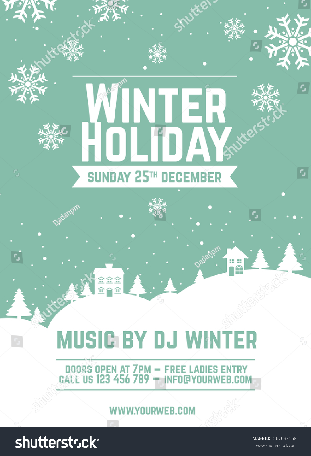Winter Holidays Winter Party Templates Flyer Stock Vector (Royalty Regarding Free Holiday Flyer Templates