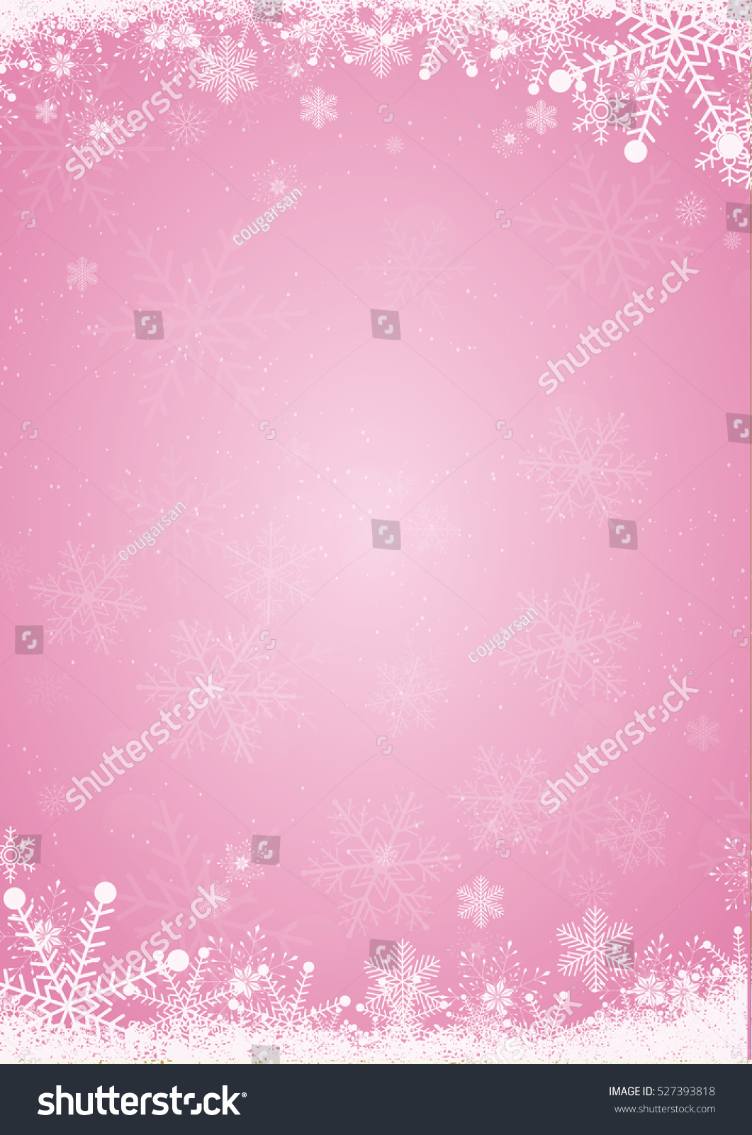 Winter Pink Christmas Background Snow Snowflake Stock Vector (Royalty ...