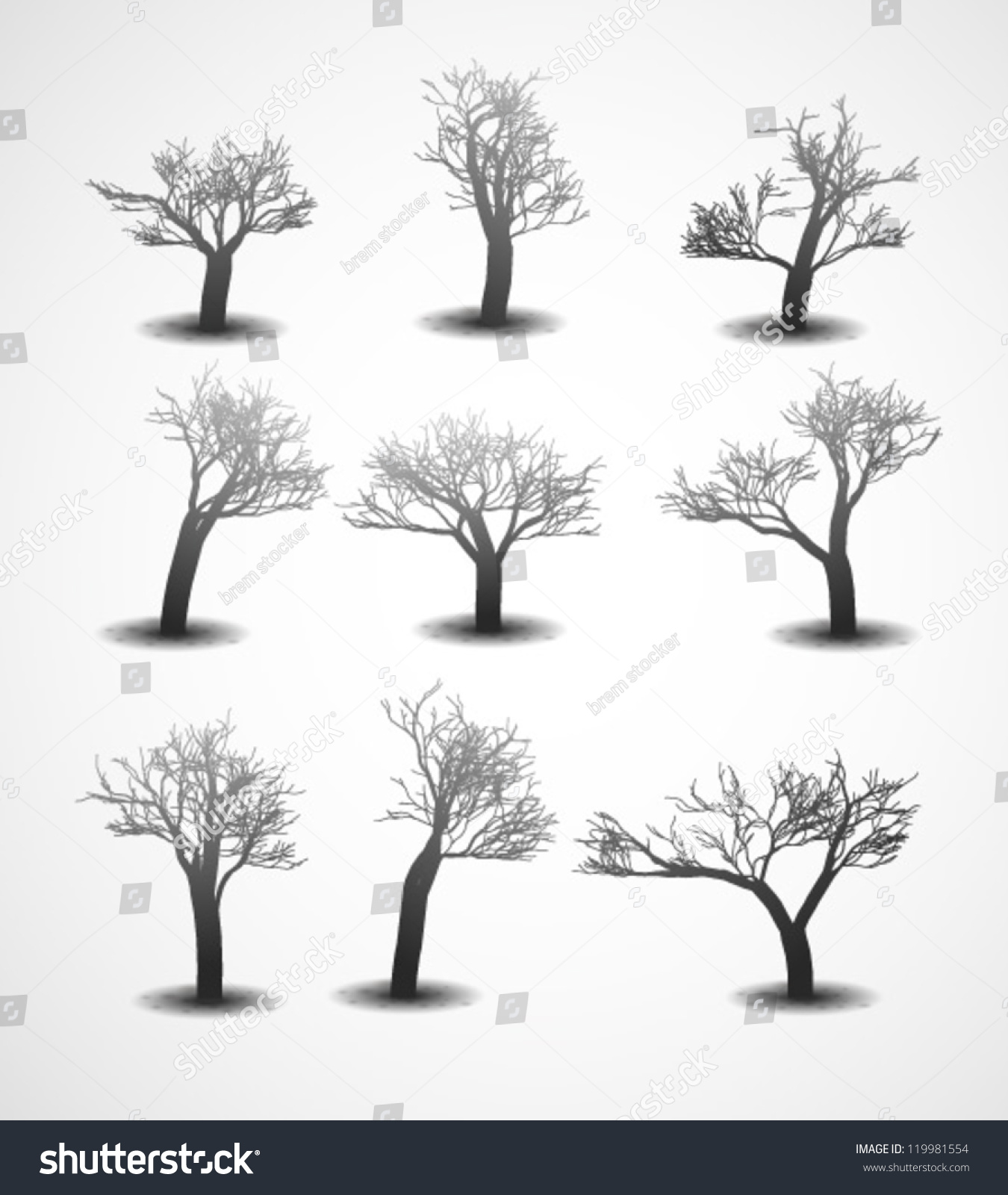 Winter Trees Stock Vector 119981554 - Shutterstock