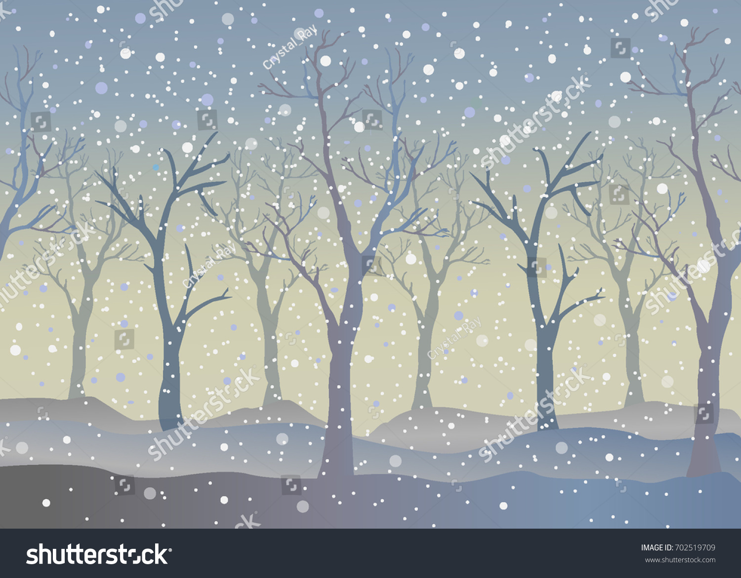 Winter Trees Background Winter Landscape Trees Stock Vector