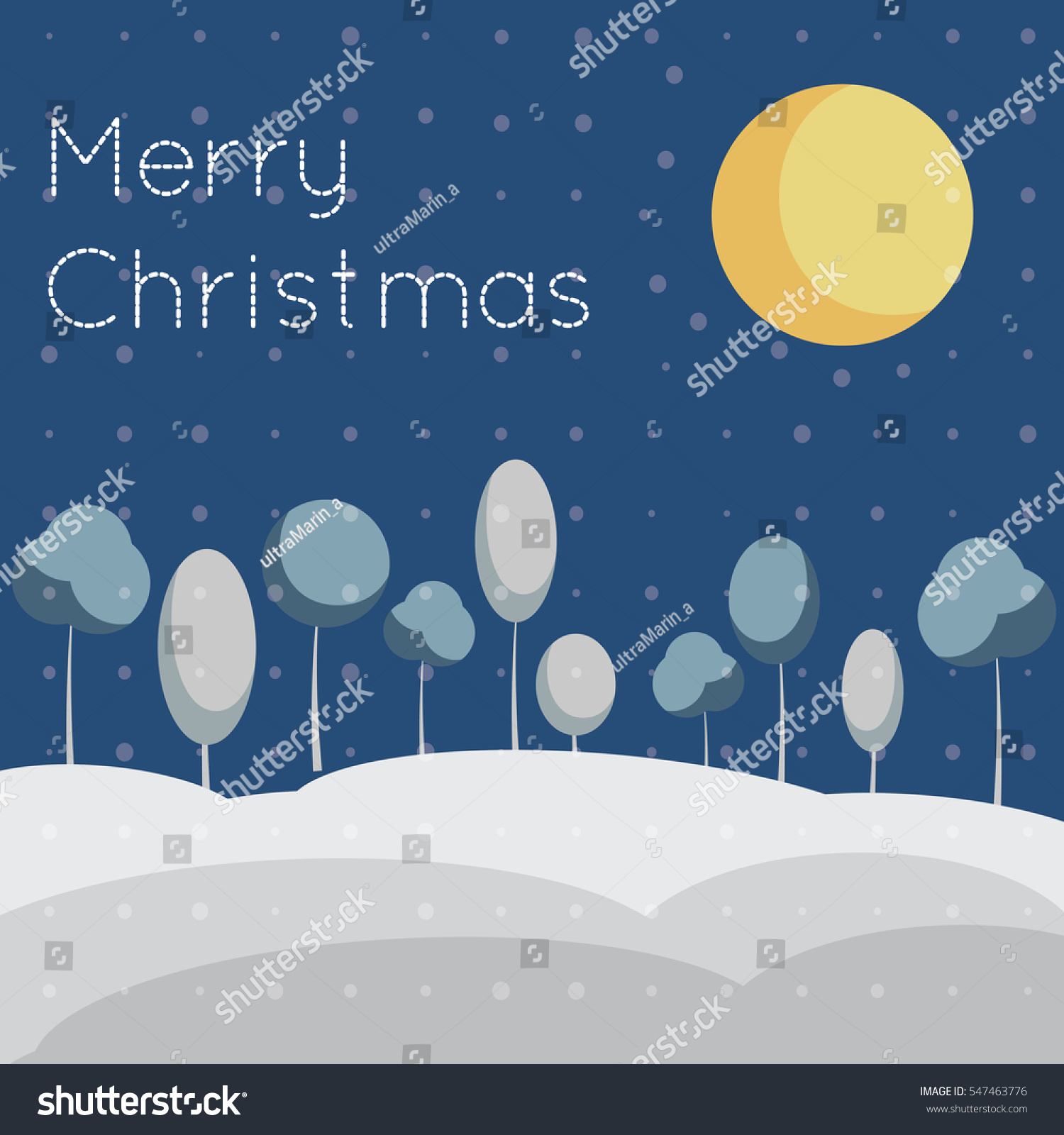 Winter Vector Landscape Stylized Festive Backdrop Xmas Stock Vector