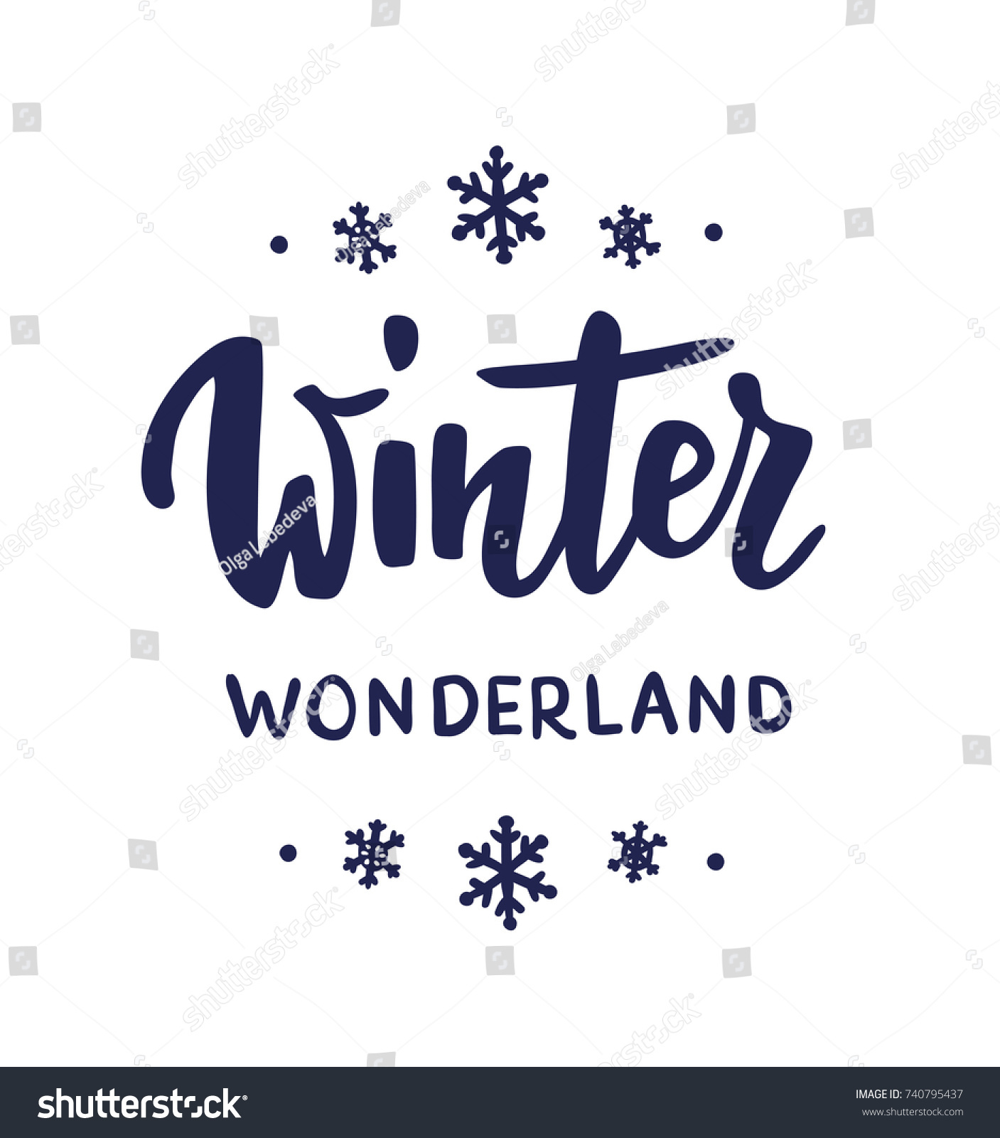 Winter Wonderland Text Hand Drawn Brush Stock Vector (Royalty Free ...