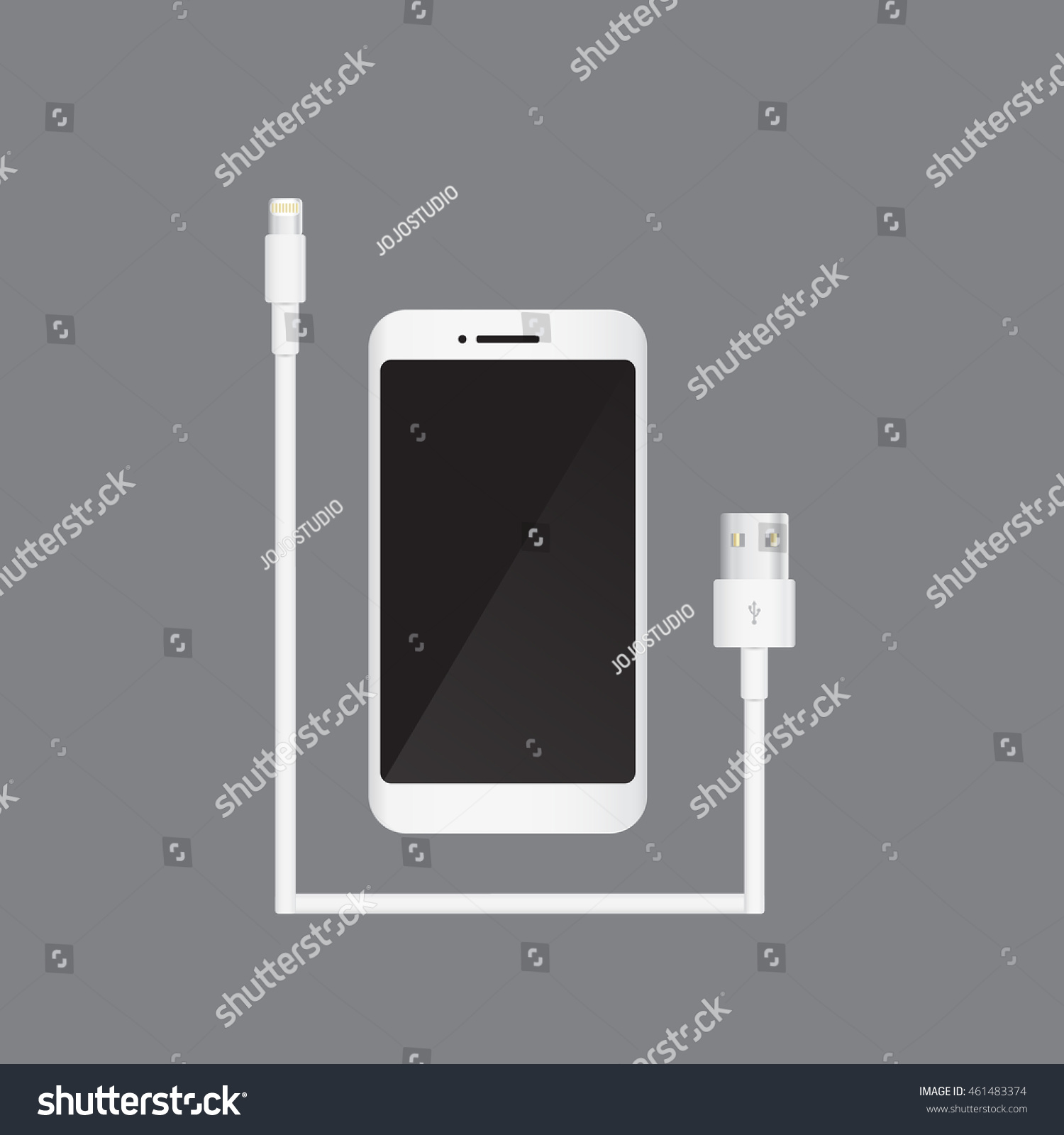 Wire Cable White Smart Phone Charger Stock Vector (Royalty Free) 461483374