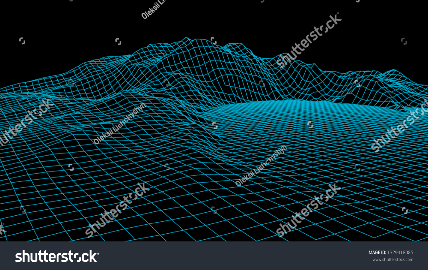 Wireframe Landscape Wire Wireframe Terrain Lines Stock Vector (Royalty ...