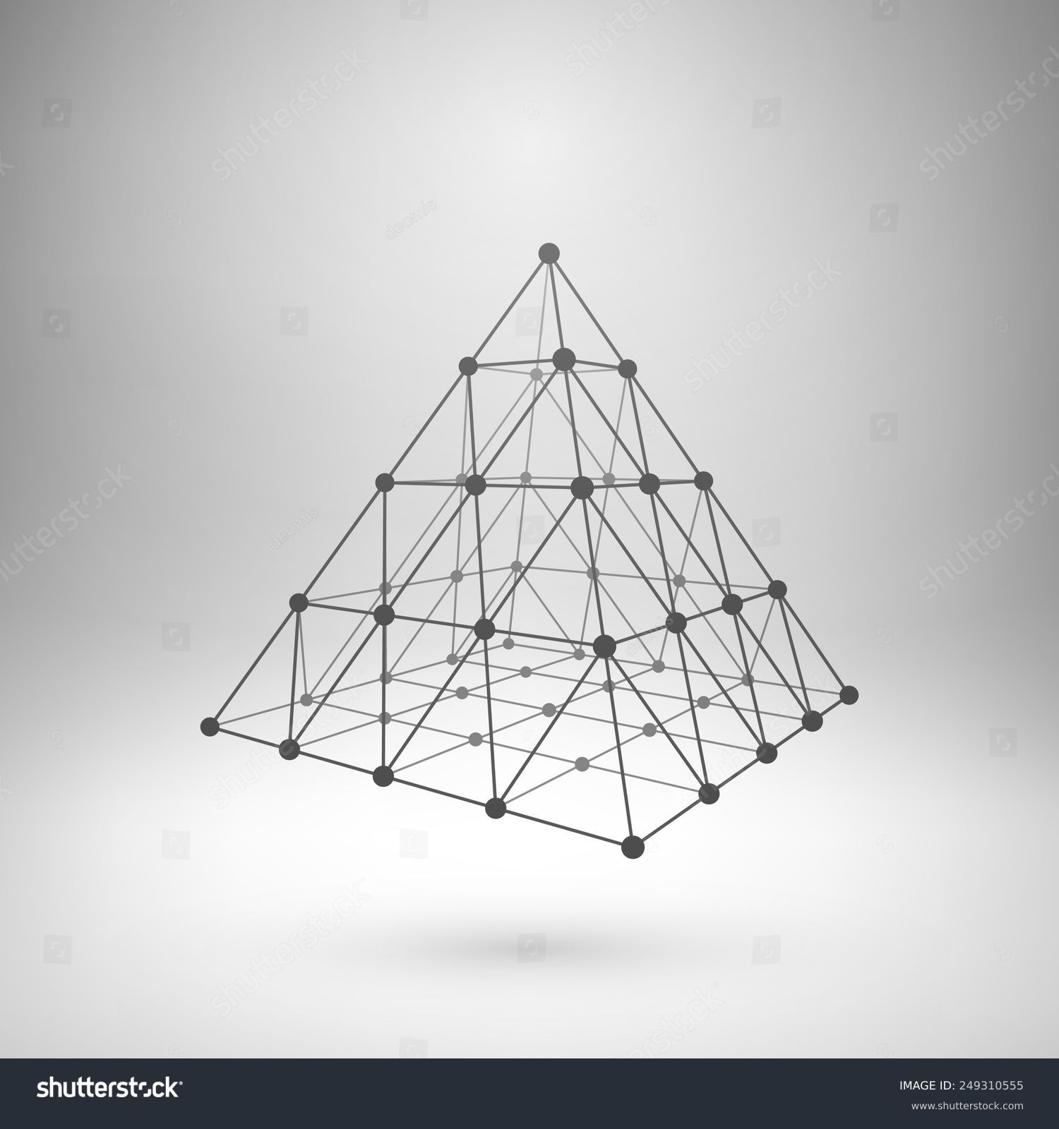 Wireframe Mesh Polygonal Element. Pyramid With Connected Lines And Dots ...