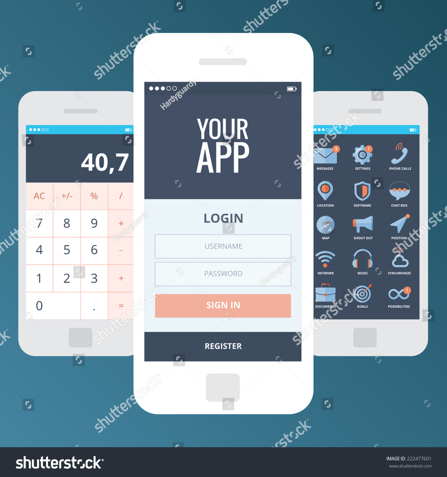 Wireframe Mobile App Ui Kit Screens Stock Vector (Royalty Free) 222477601