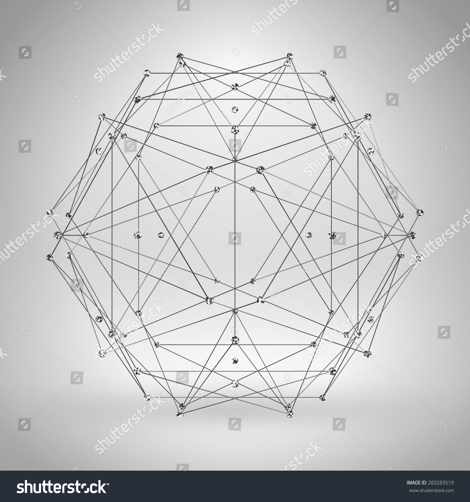 Wireframe Polygonal Element. Abstract Geometric 3d Object With Thin ...