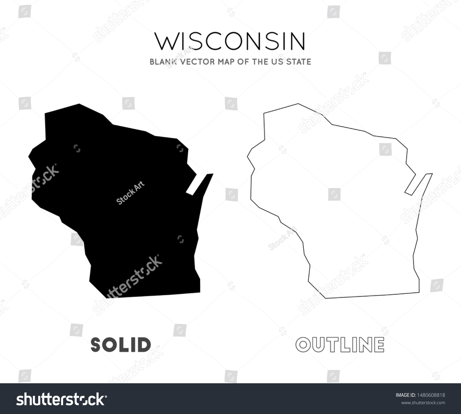 Wisconsin Map Blank Vector Map Us Stock Vector (Royalty Free ...