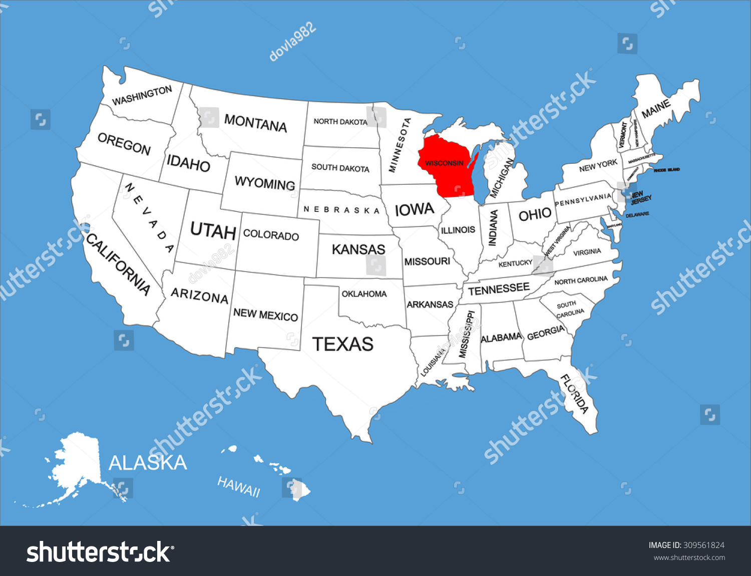 Wi On Us Map Wisconsin State Usa Vector Map Isolated Stock Vector (Royalty Free)  309561824 | Shutterstock