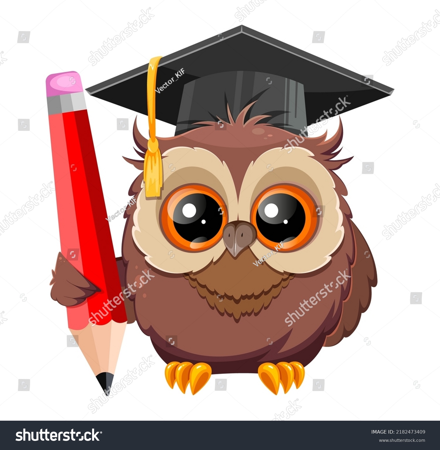 Wise Owl Graduation Cap Holding Big Stock Vector (Royalty Free ...