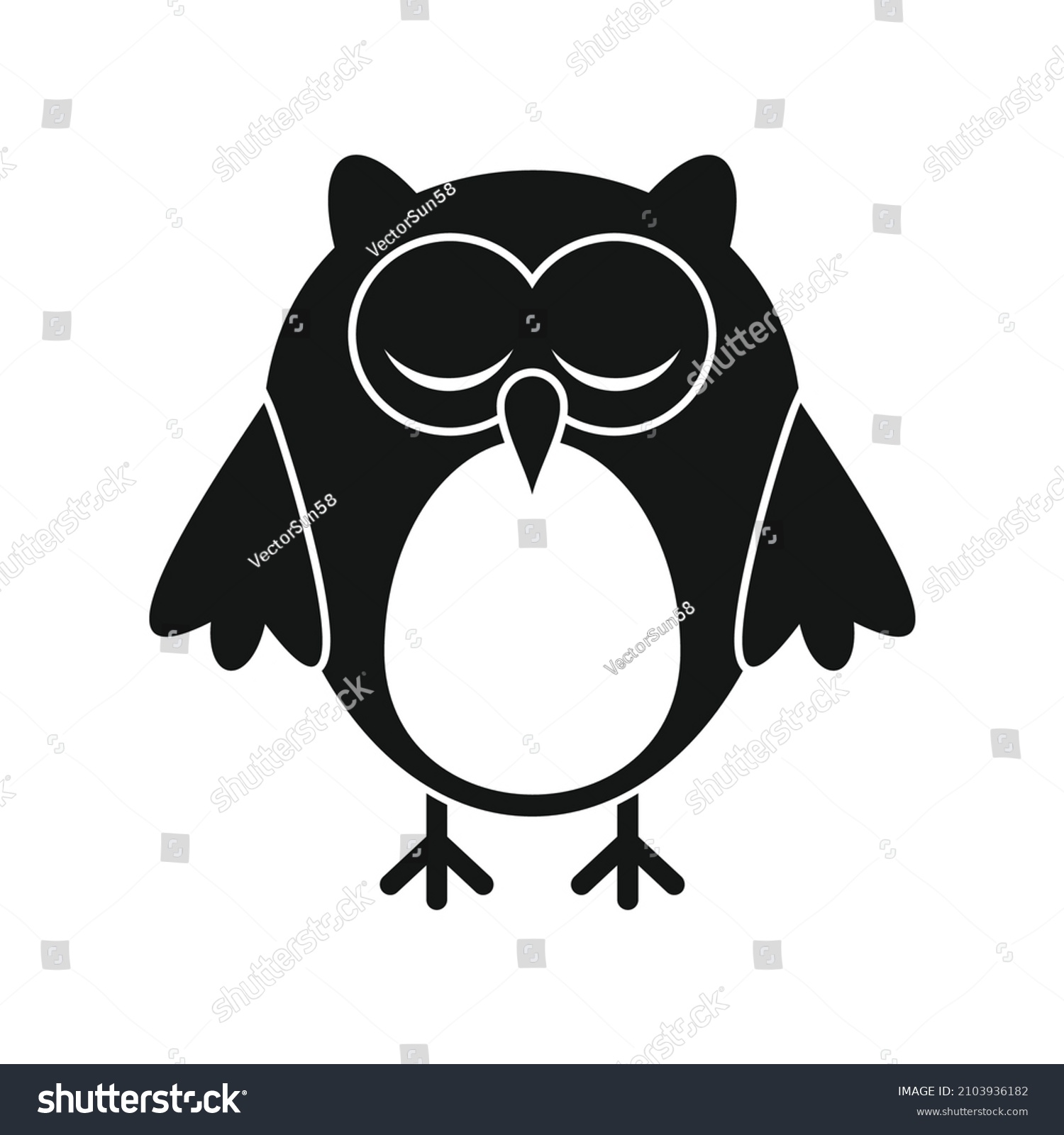 Wise Student Owl Black Simple Silhouette Stock Vector (Royalty Free ...