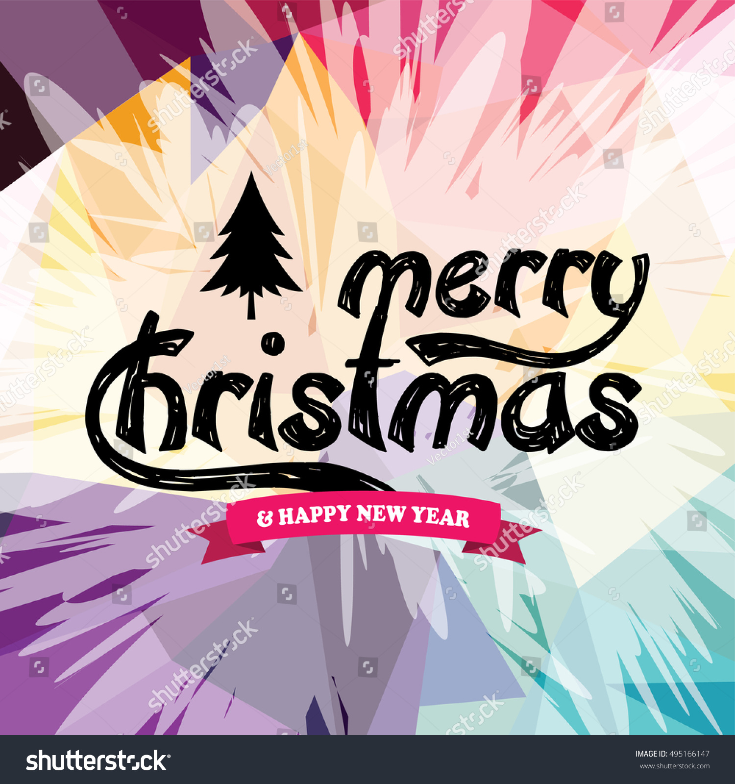 Wish You Merry Christmas Colorful Text Theme Vector Art Illustration - 495166147 : Shutterstock