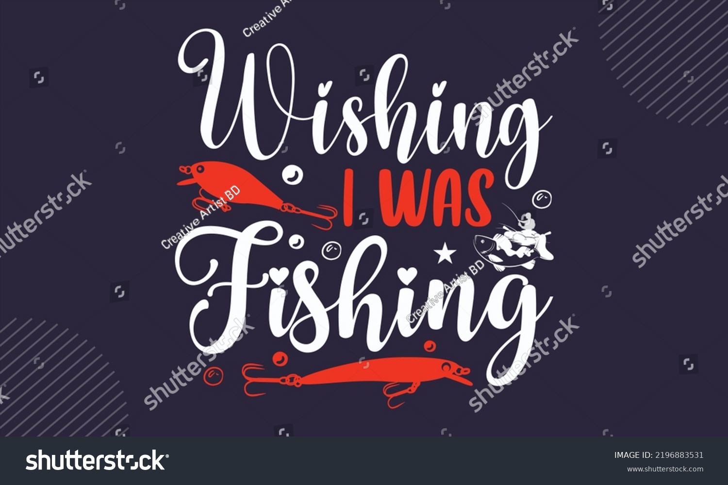 SVG of Wishing I Was Fishing - Fishing T shirt Design, Modern calligraphy, Cut Files for Cricut Svg, Illustration for prints on bags, posters svg