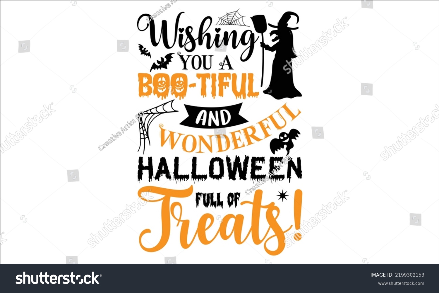 SVG of Wishing You A Boo-tiful And Wonderful Halloween Full Of Treats! - Halloween T shirt Design, Hand drawn lettering and calligraphy, Svg Files for Cricut, Instant Download, Illustration for prints on bag svg
