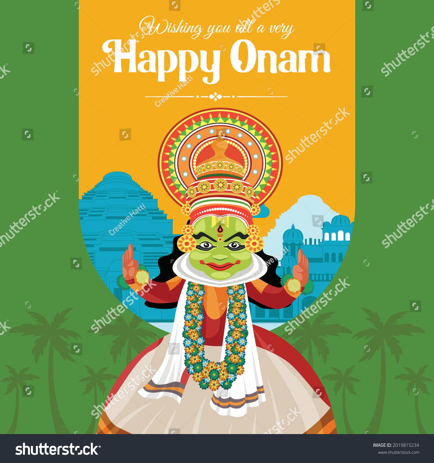 Wishing You All Very Happy Onam Stock Vector (Royalty Free) 2019815234 ...