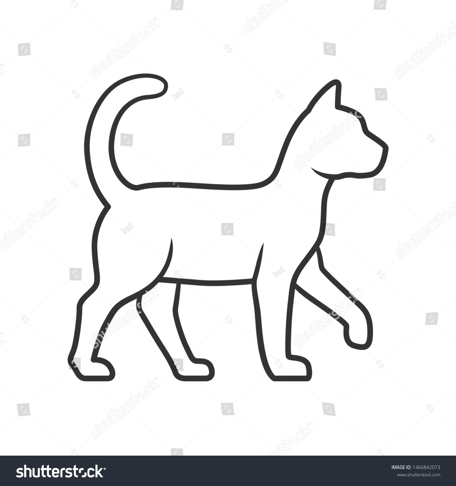 Witch Cat Linear Icon Thin Line Stock Vector (royalty Free) 1466842073 